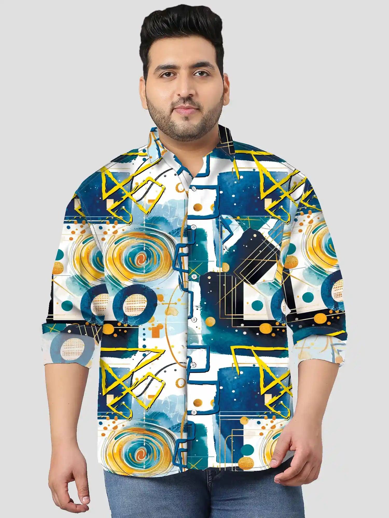 Man Plus Size Digital Print Shirts: Unleash Your Style with Guniaa's Doodle Dots