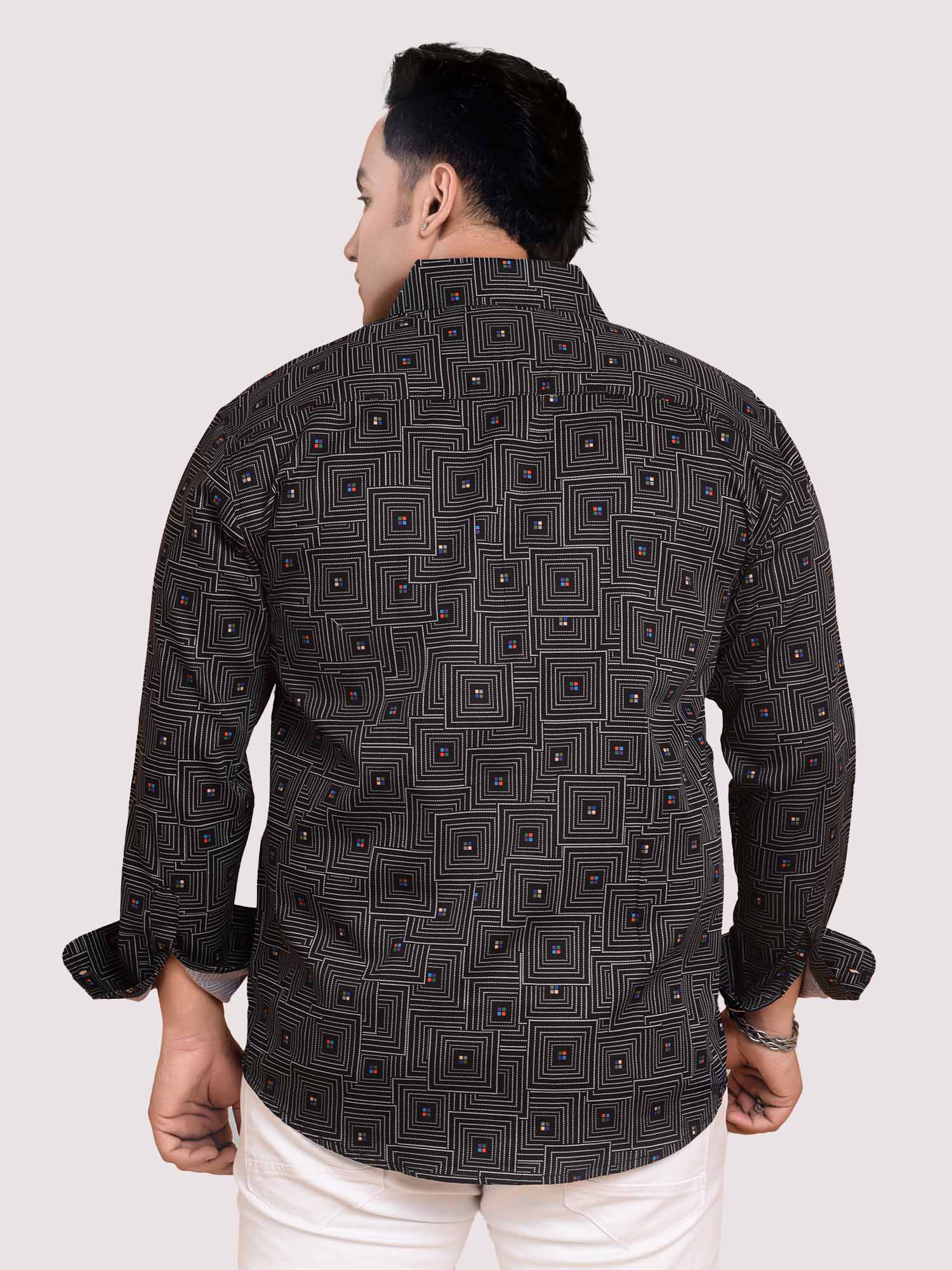 Black Maze Printed Full sleeve Men's Plus size