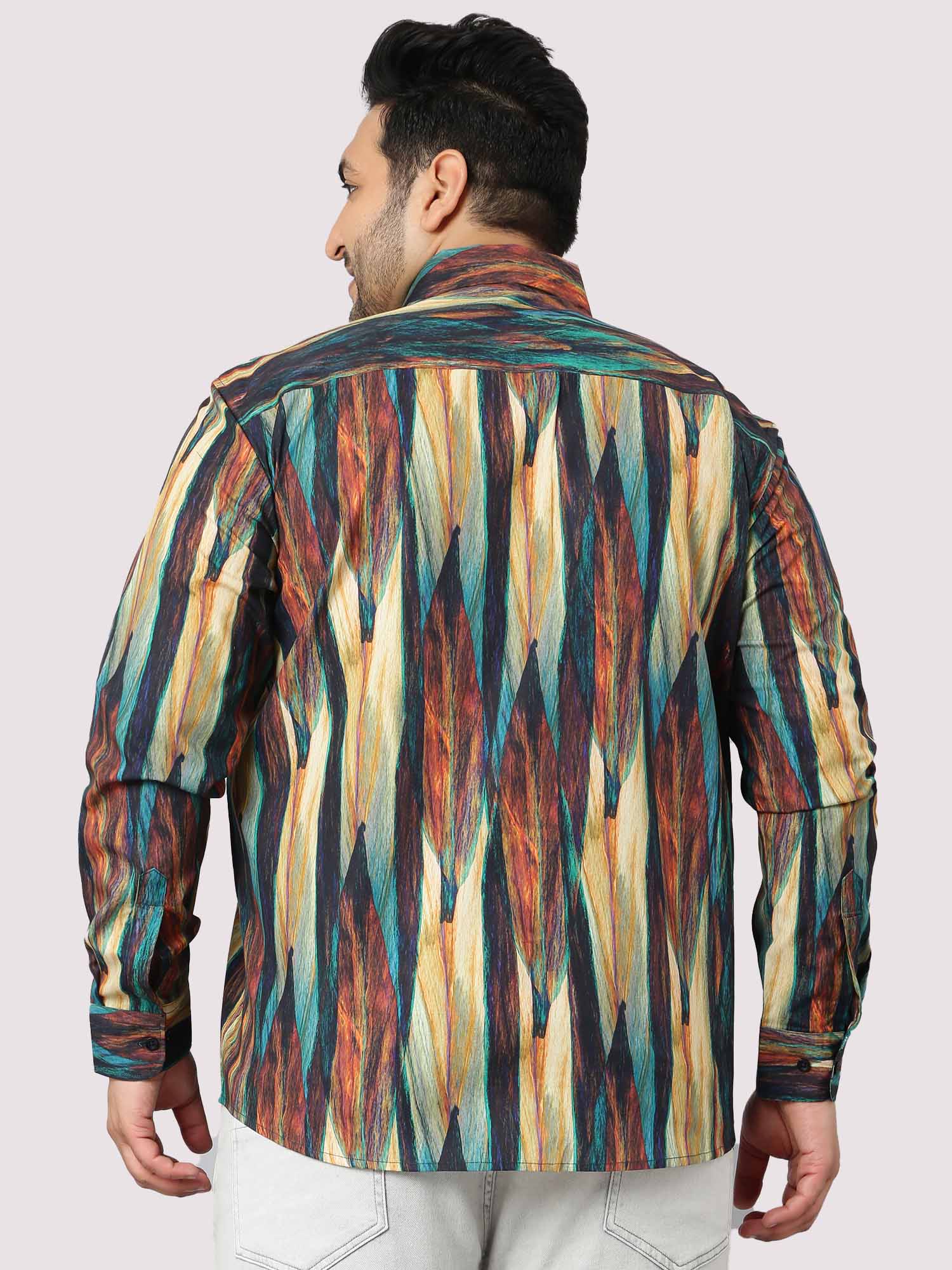 Abstract Print Designer Shirt Men's Plus Size