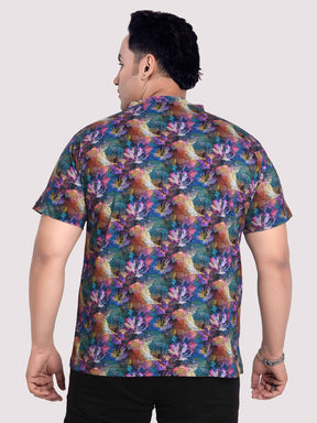 Tropical  Flower Digital Printed Round Neck T-Shirt Men's Plus Size
