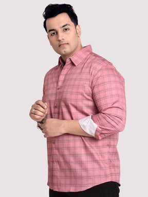 Flamingo Checkered Cotton Shirt Men's Plus Size