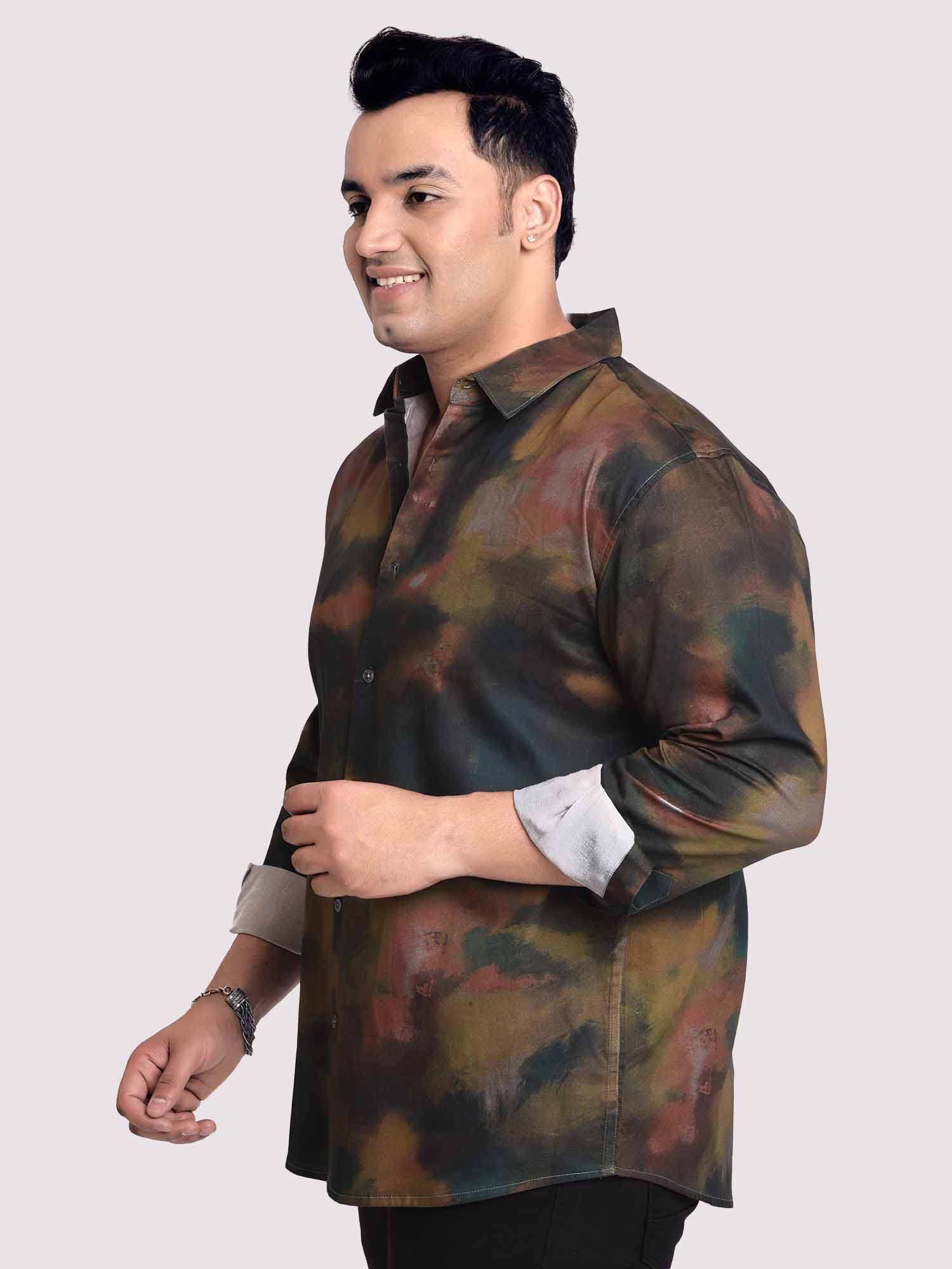 Wavy Gradient Digital Printed Shirt Men's Plus Size