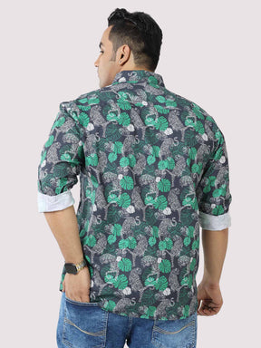 Green Jungle Printed Cotton Full Shirt Men's Plus Size