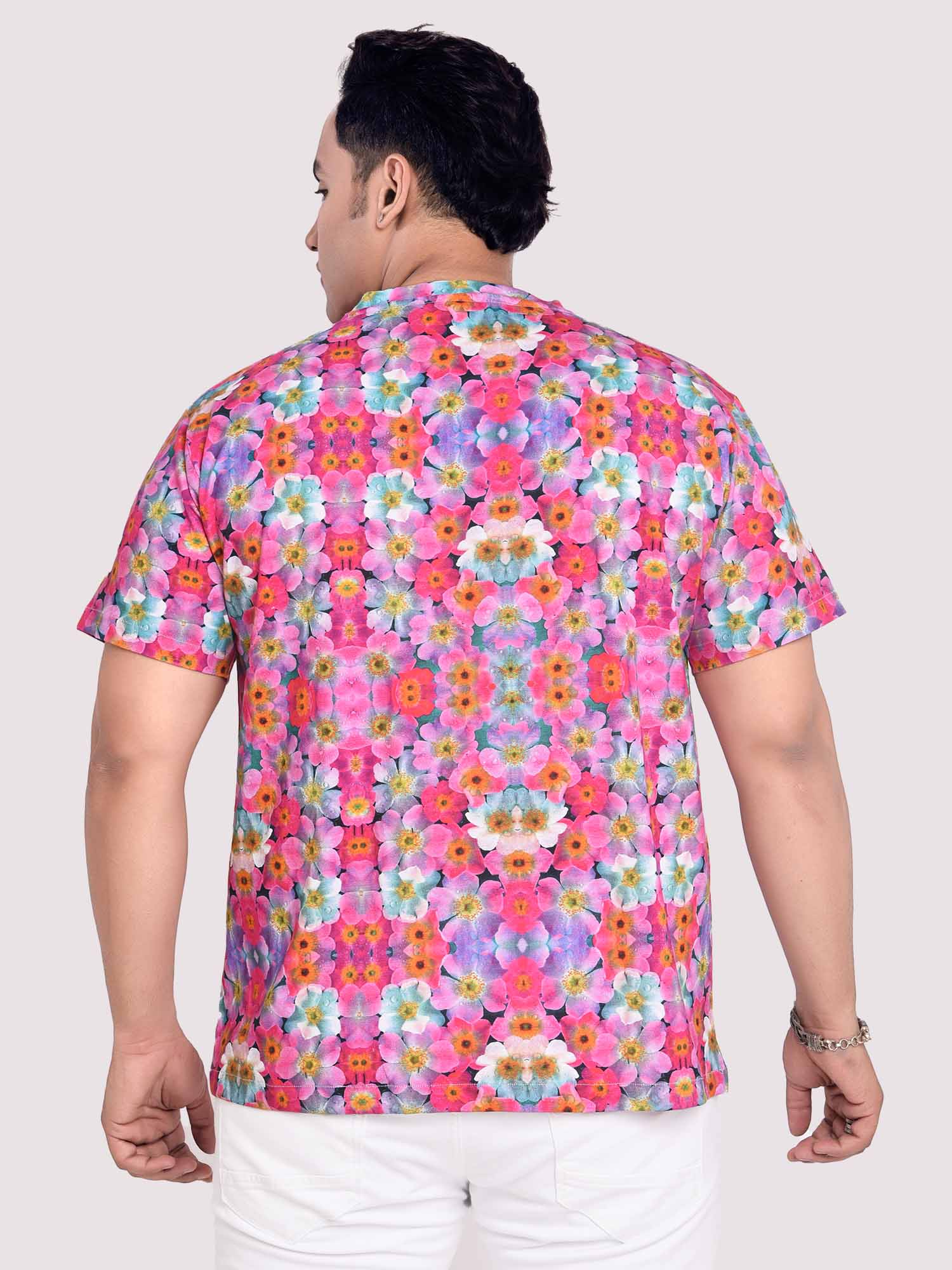 Daisy Flower Digital Printed Round Neck T-Shirt Men's Plus Size