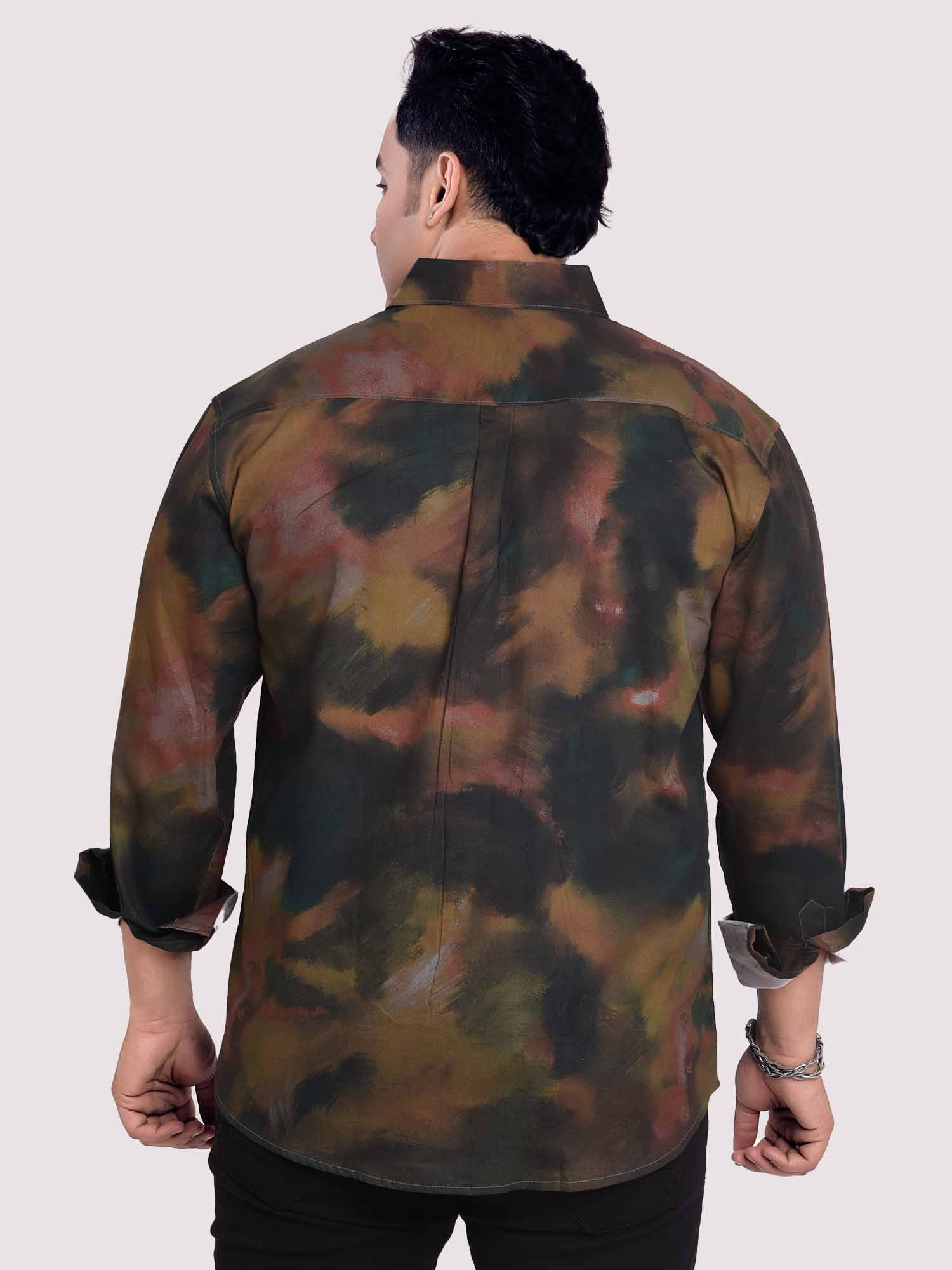 Wavy Gradient Digital Printed Shirt Men's Plus Size