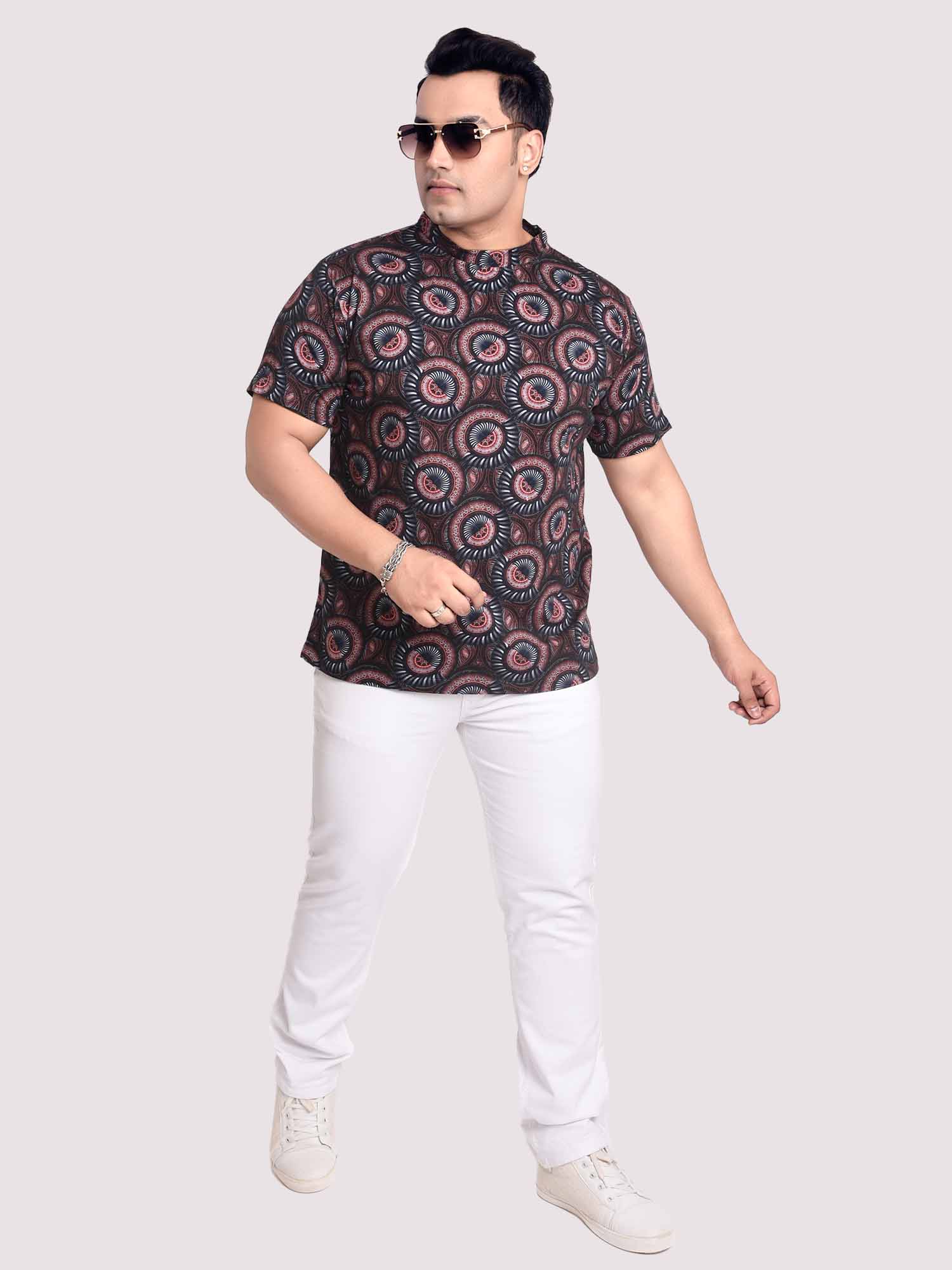 Ajrakh Digital Printed Round Neck T-Shirt Men's Plus Size