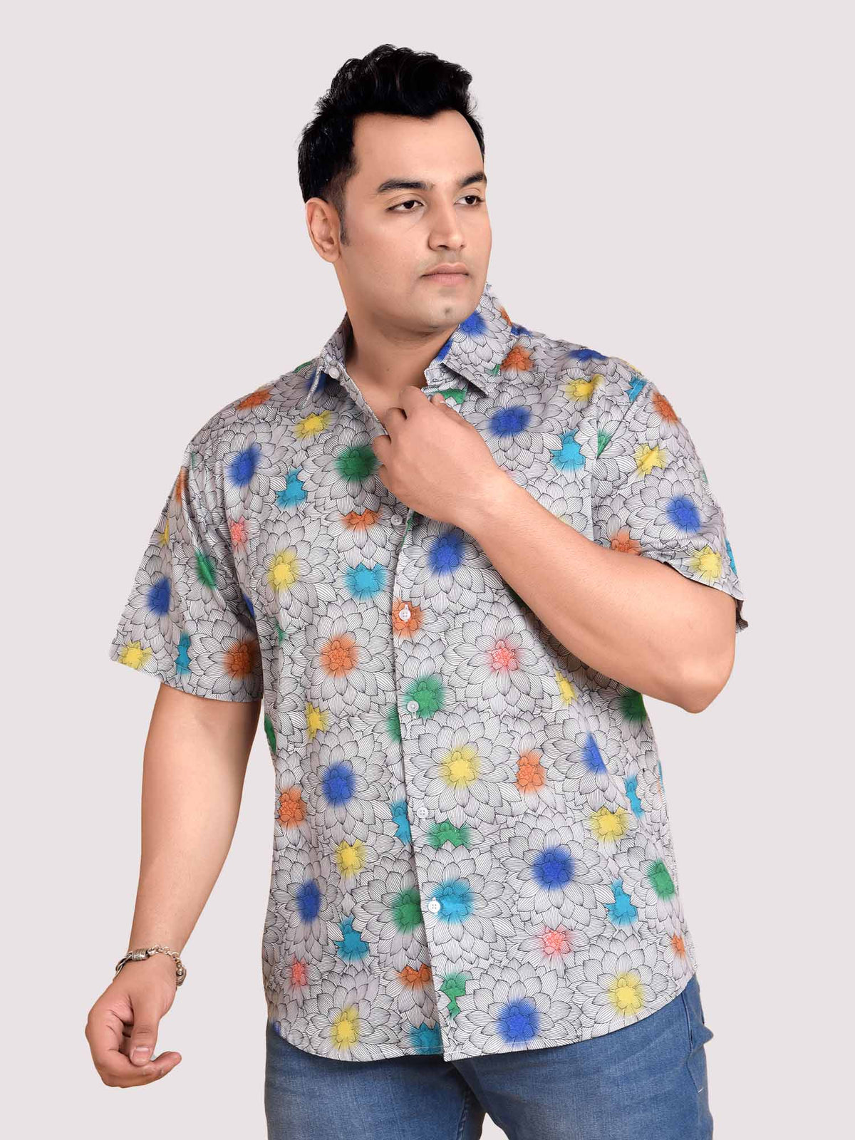 X Eric Haze graphic Digital Printed Shirt Men's Plus Size
