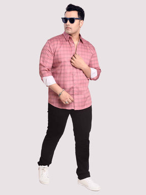 Flamingo Checkered Cotton Shirt Men's Plus Size