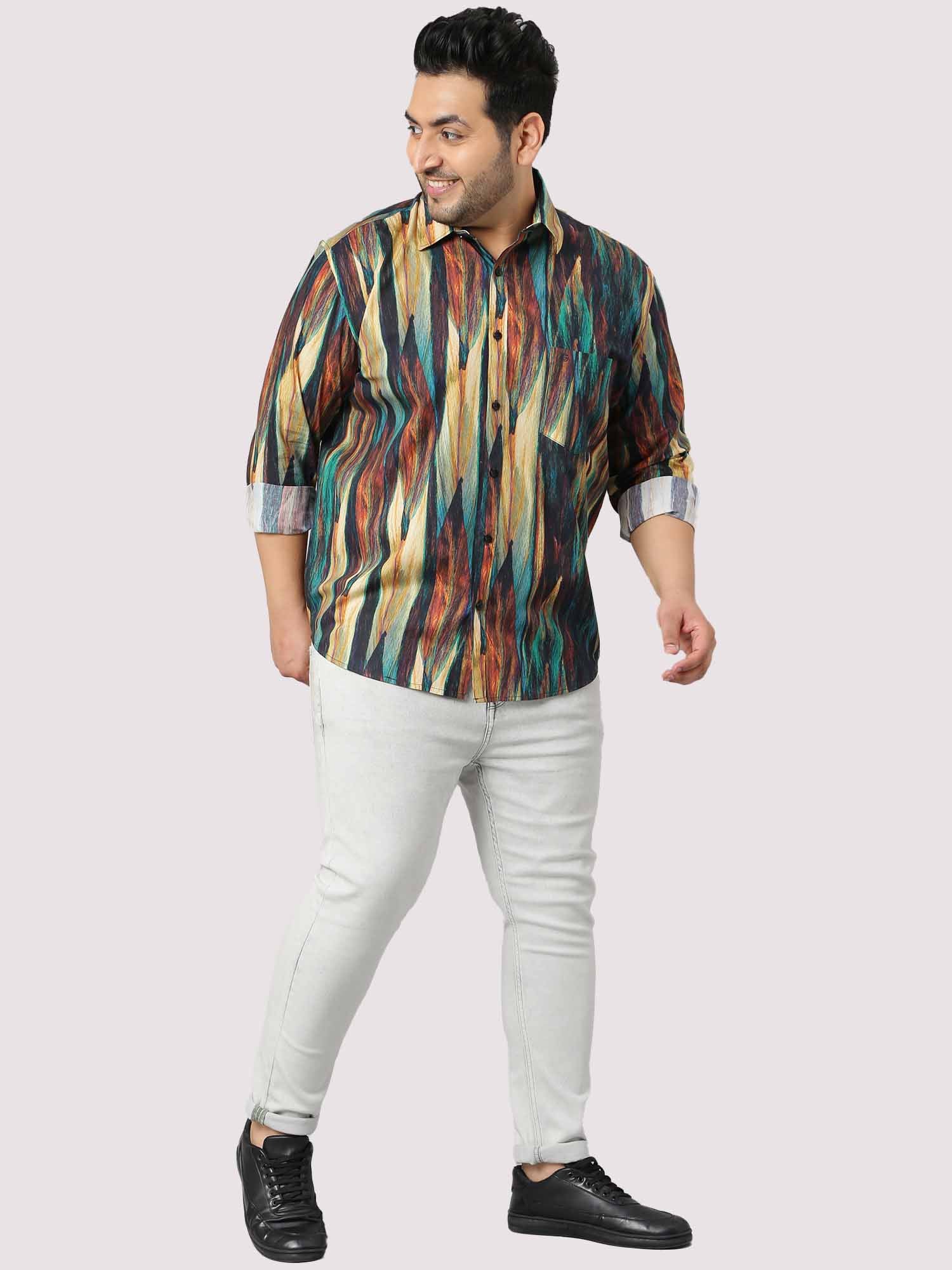 Abstract Print Designer Shirt Men's Plus Size