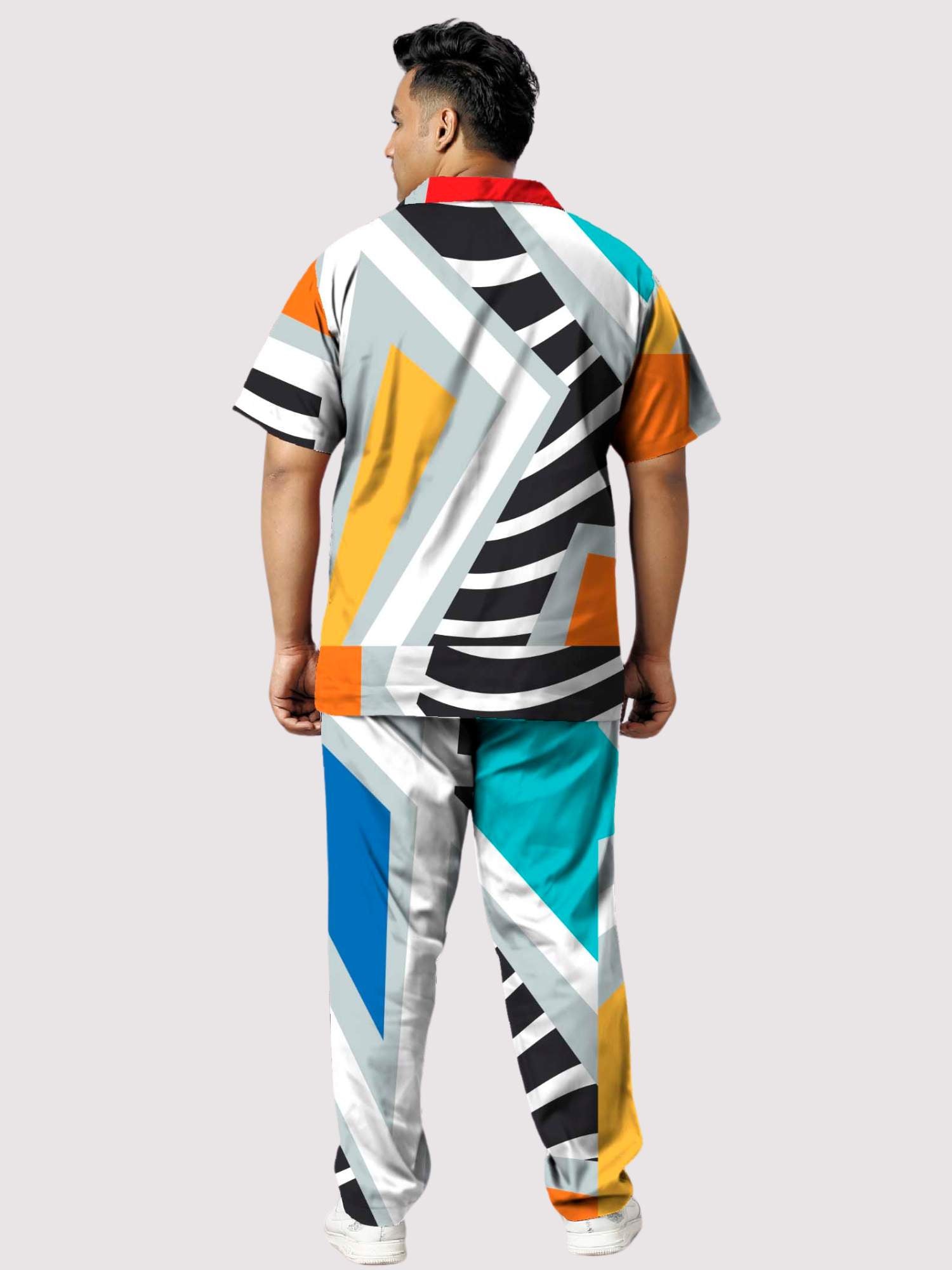 Blocks Printed Plus Size Men's Full Co-ord Set