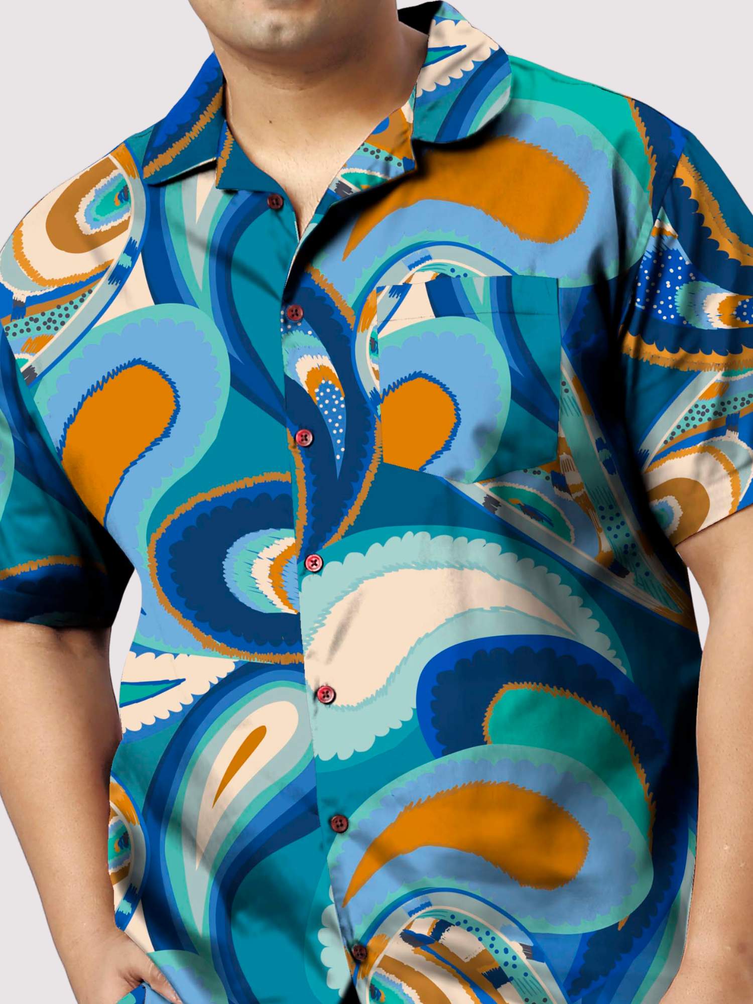 Big Size Paisly Plus Size Men's Full Co-ord Set