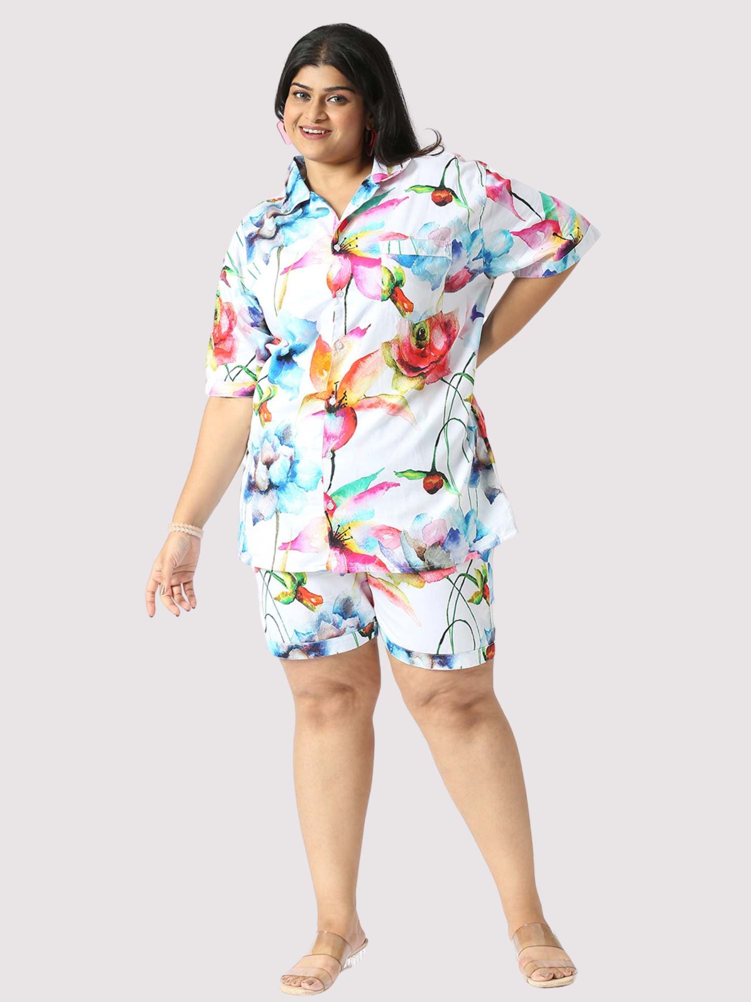 Petals Plus Size Women's Plus Size Half Co-ord Set
