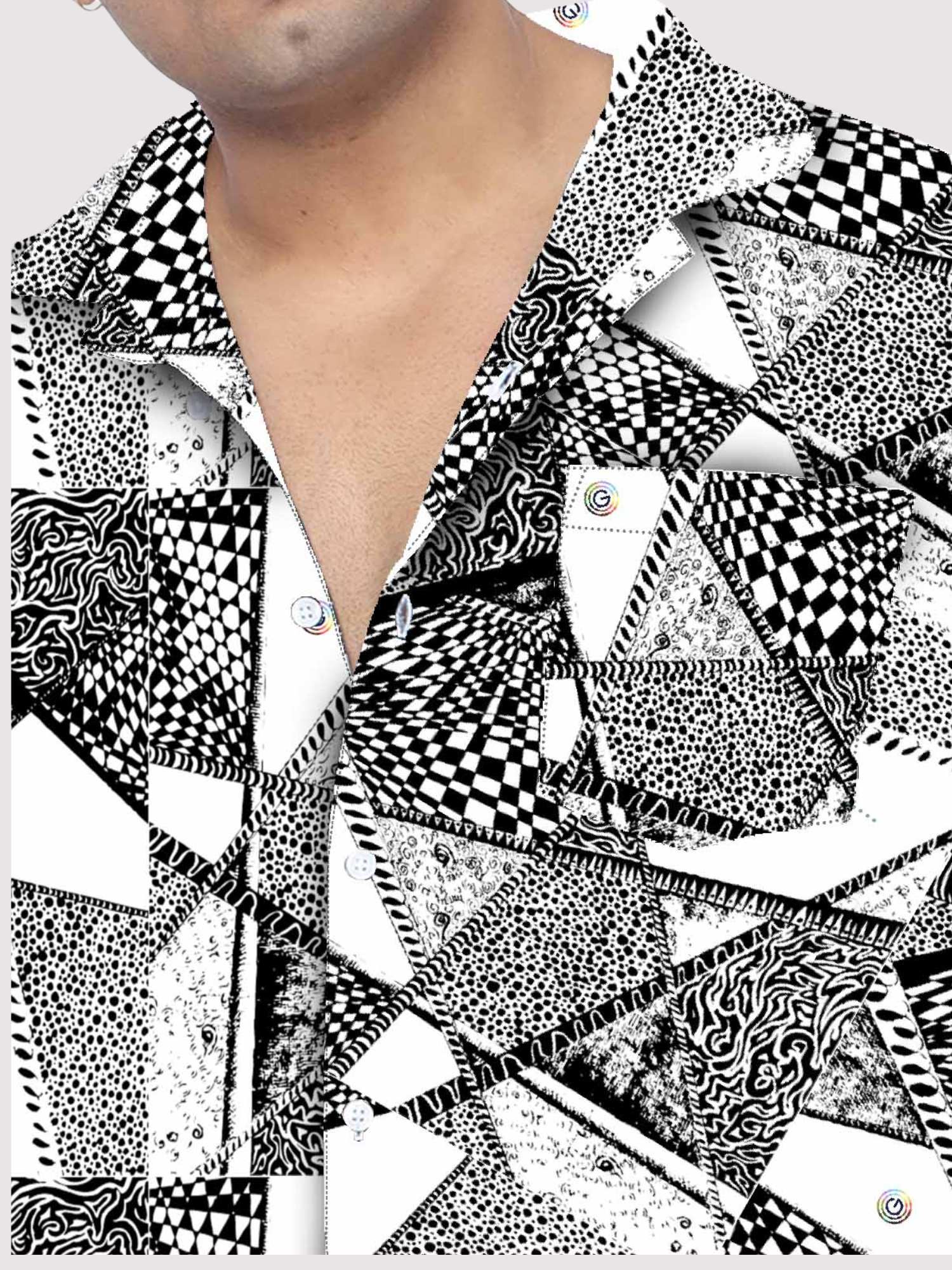 Black and White Plus Size Men's Co-ord Set