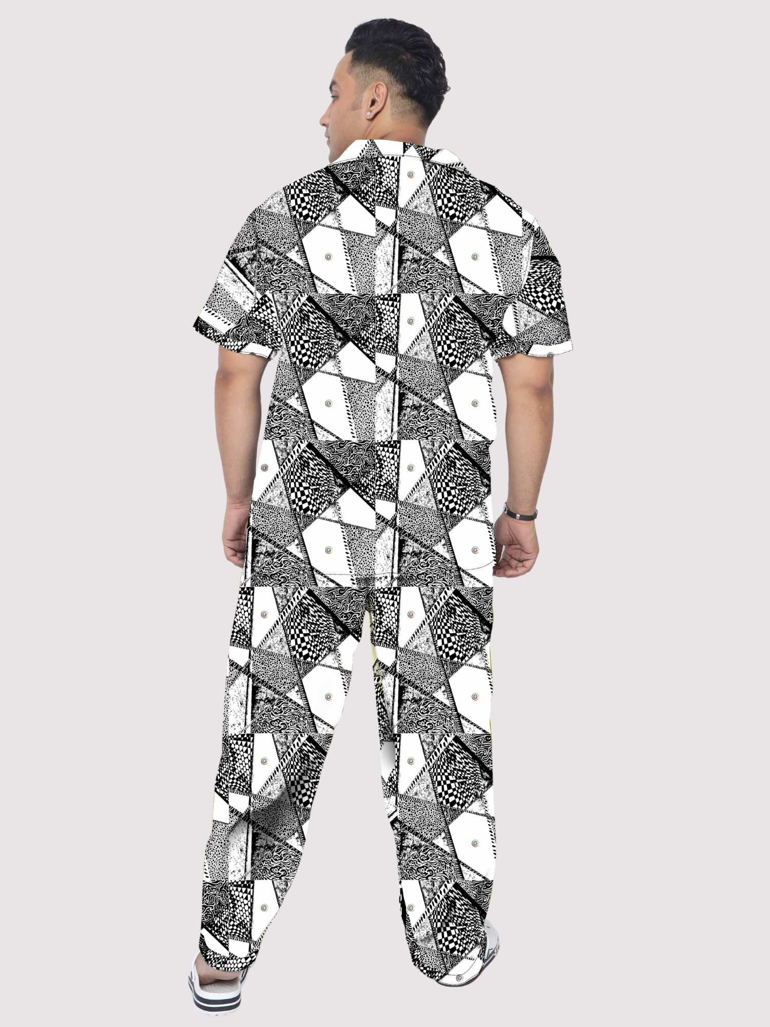 Black and White Plus Size Men's Co-ord Set