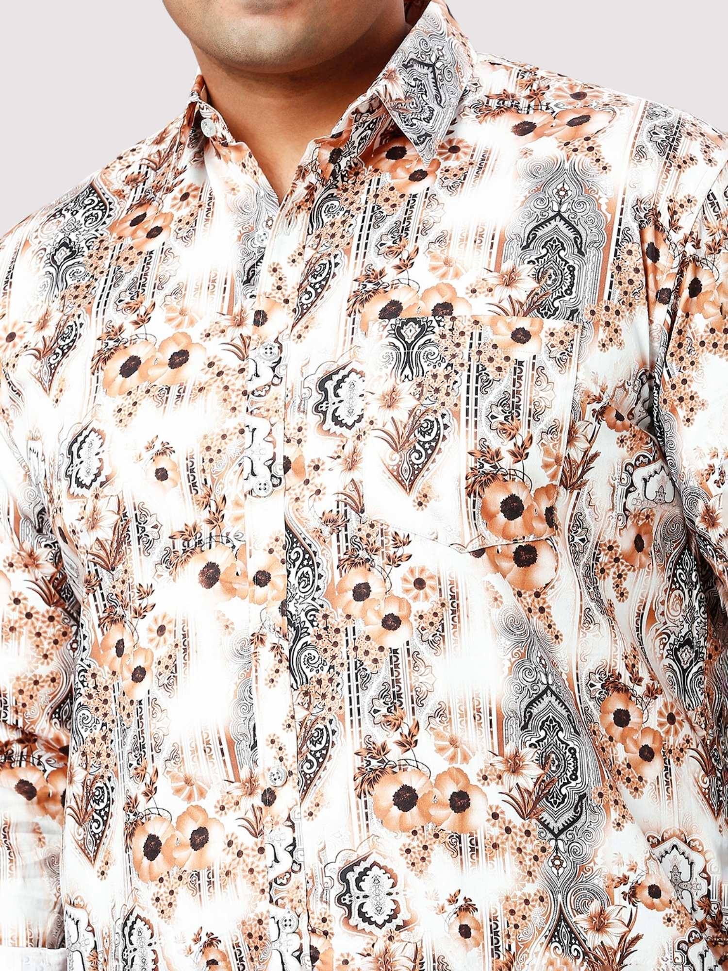 French Beige Digital Printed Full Sleeve Shirt