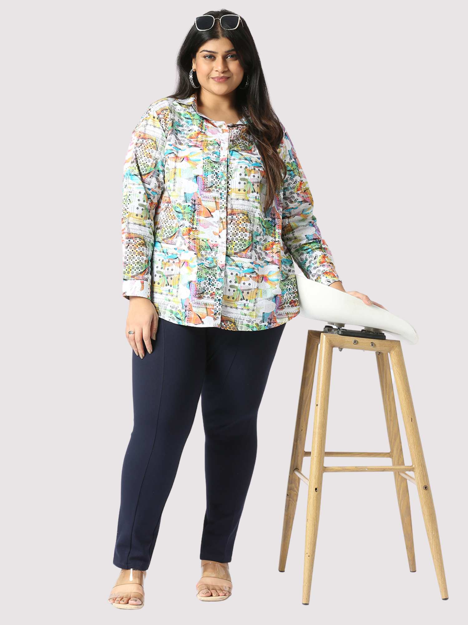 Apricot Digital Printed Women's Plus Size Short Shirt