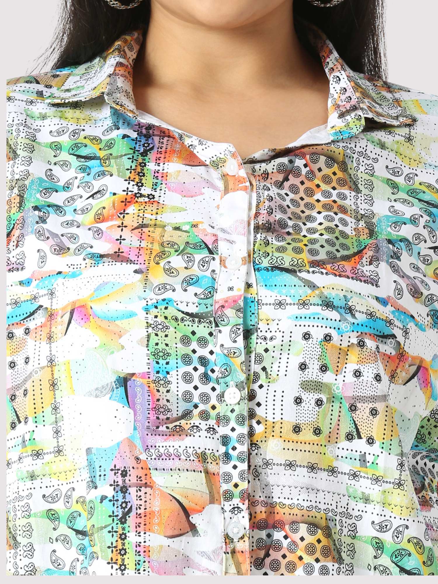 Apricot Digital Printed Women's Plus Size Short Shirt