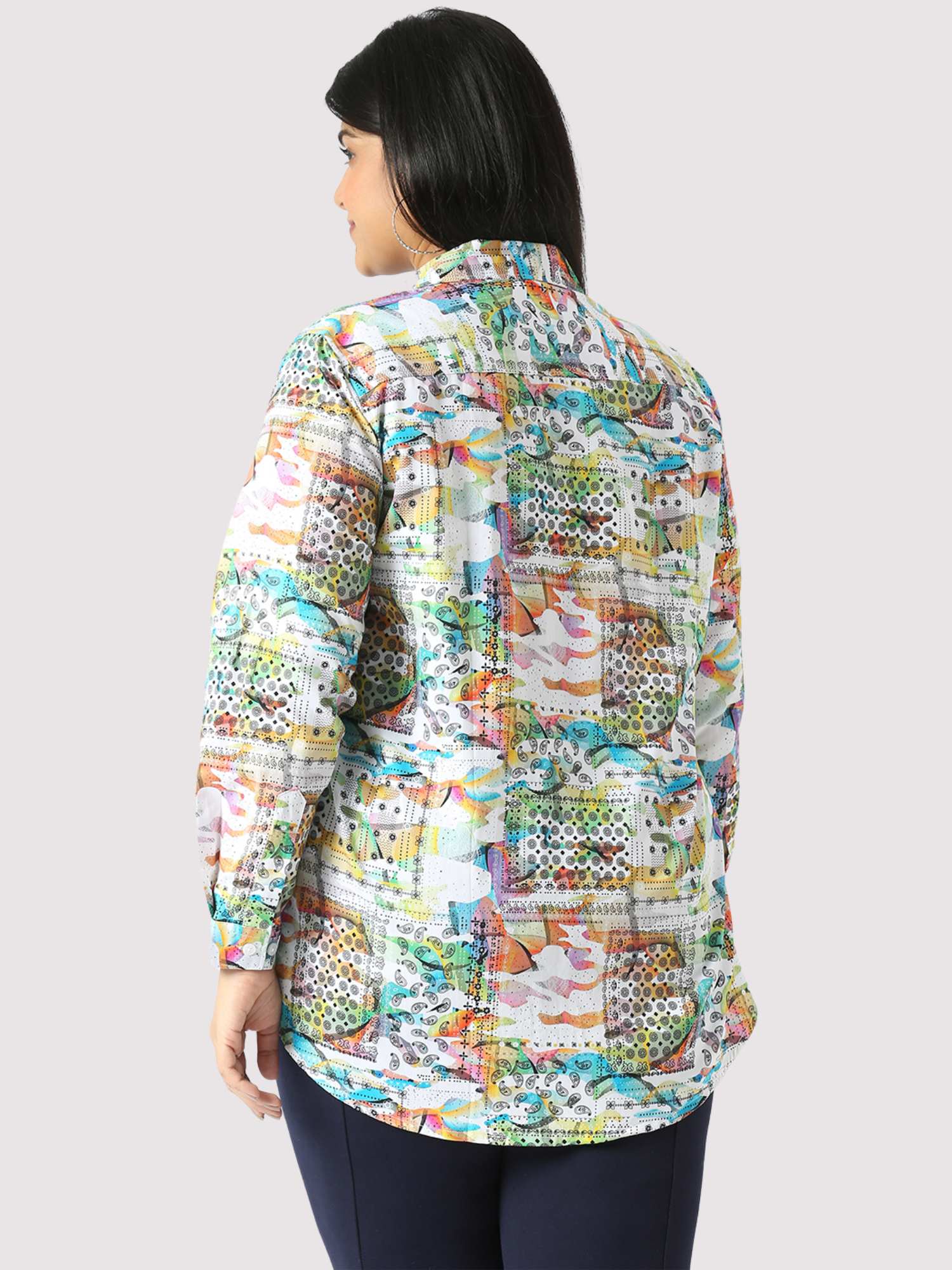Apricot Digital Printed Women's Plus Size Short Shirt