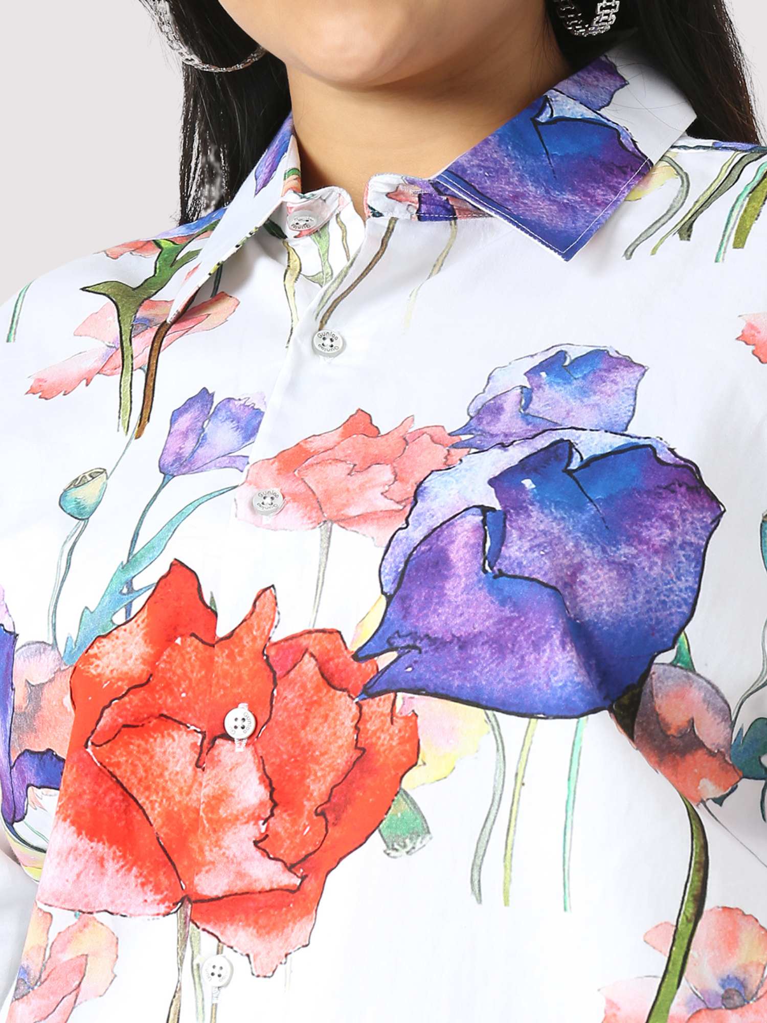 Flora Digital Printed Women's Plus Size Short Shirt