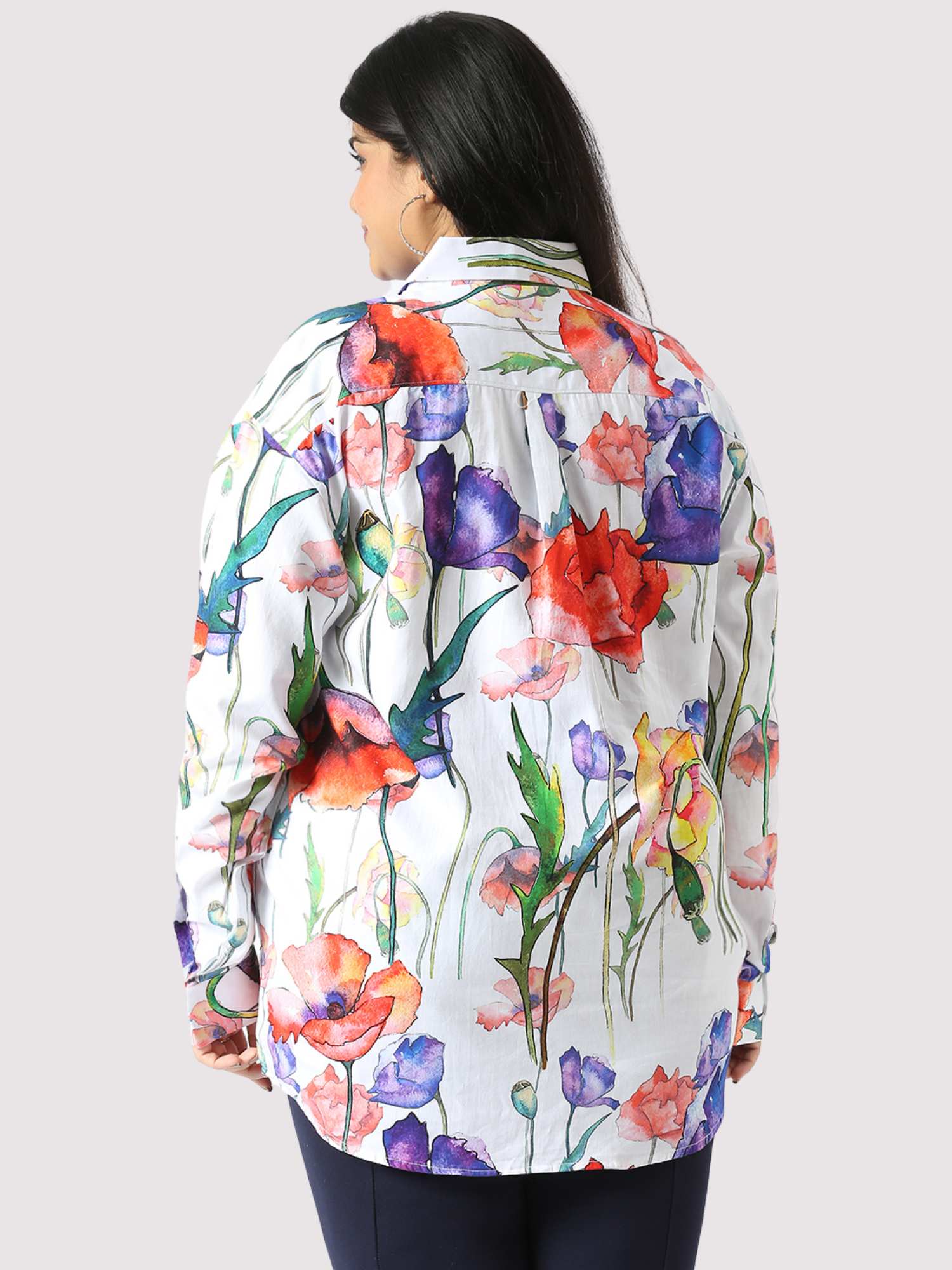 Flora Digital Printed Women's Plus Size Short Shirt