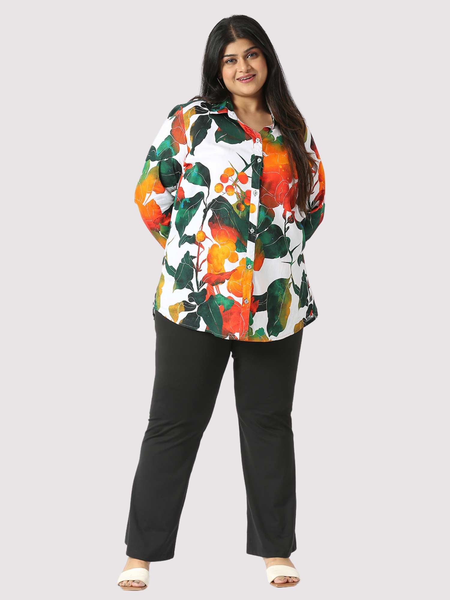 Sunshade Digital Printed Women's Plus Short Shirt