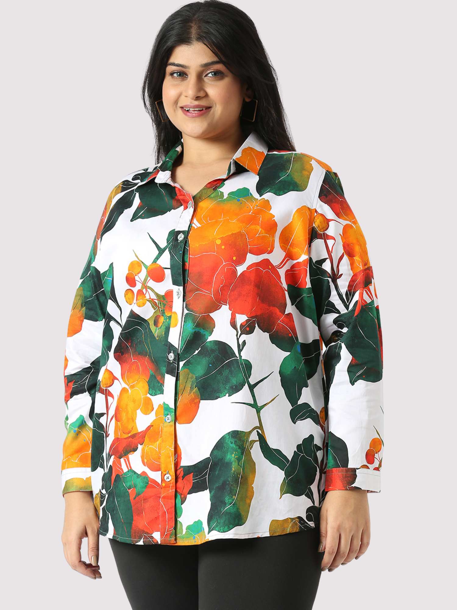 Sunshade Digital Printed Women's Plus Short Shirt