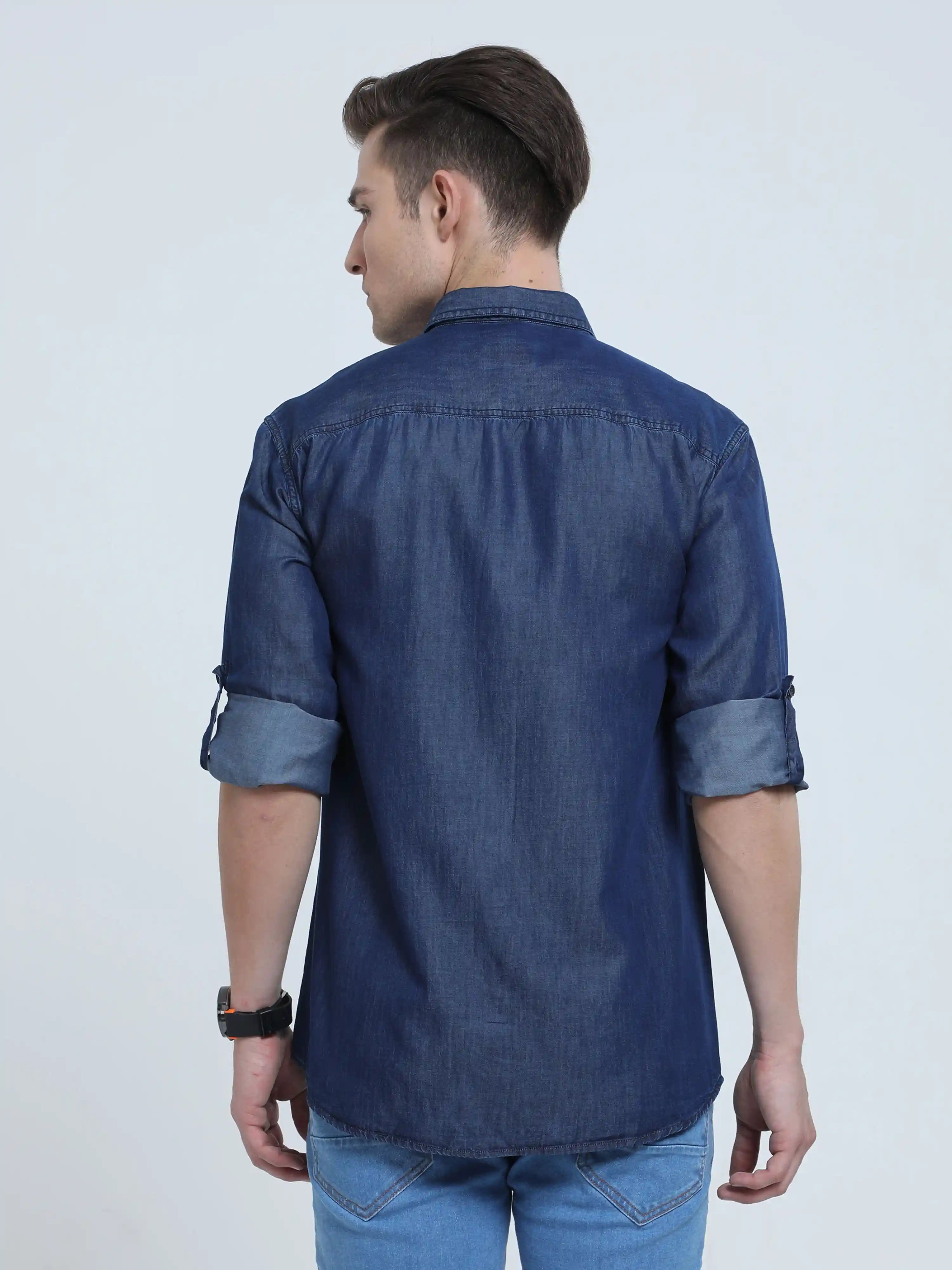 Indigo Denim Double Pocket Full Sleeve Shirt