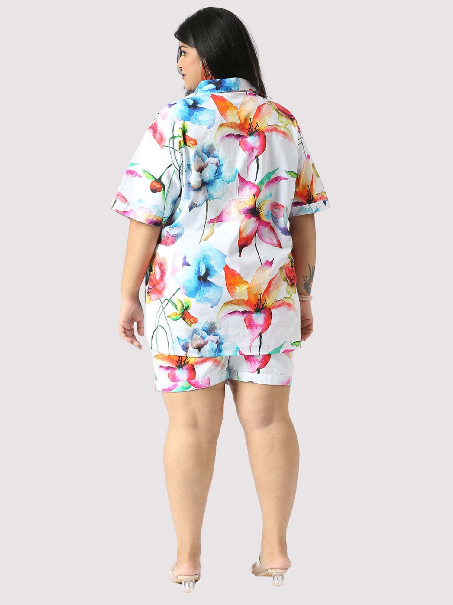 Petals Plus Size Women's Plus Size Half Co-ord Set