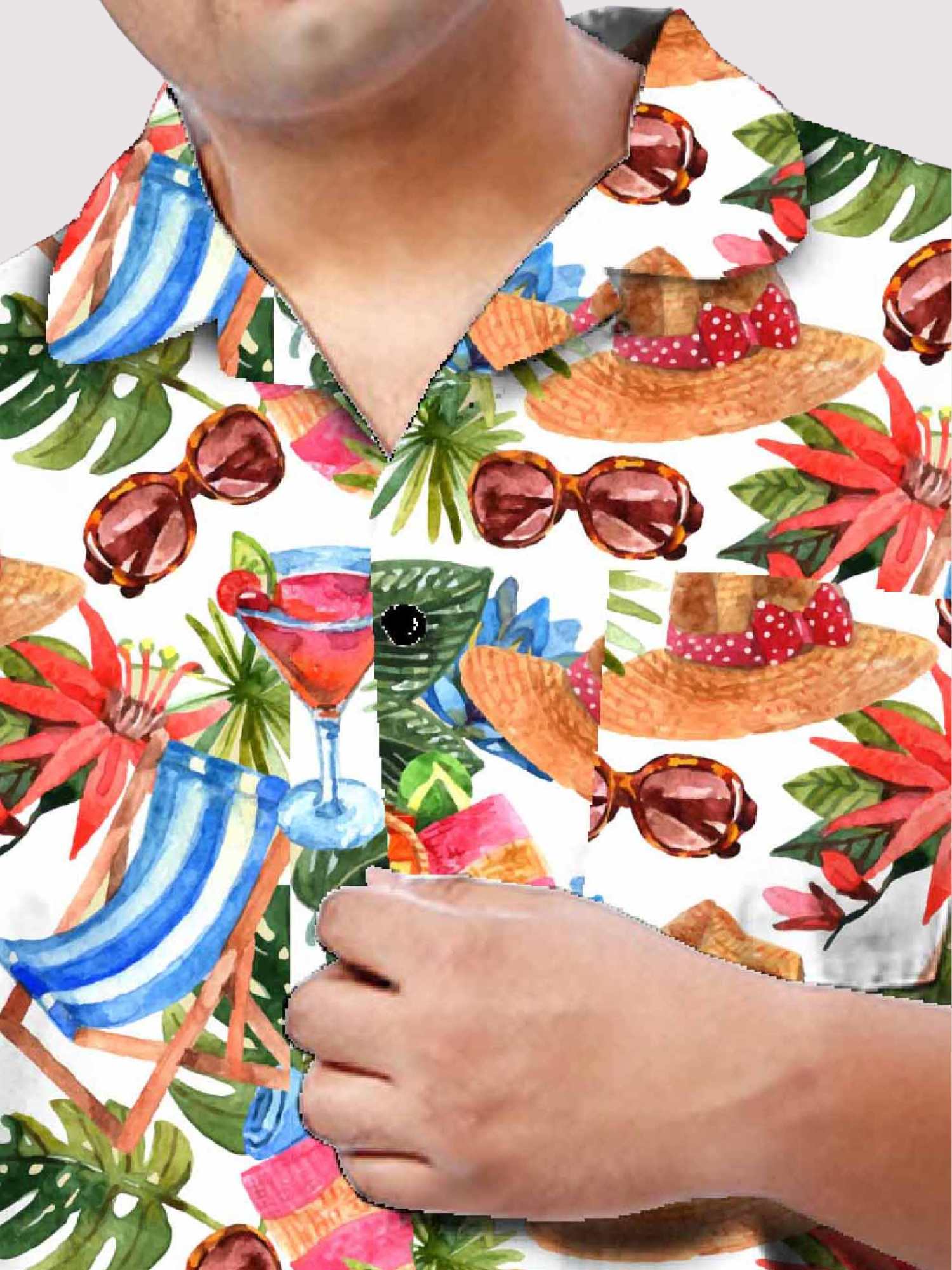 Beach Vibe Digital Printed Half Co-ords Men's Plus Size
