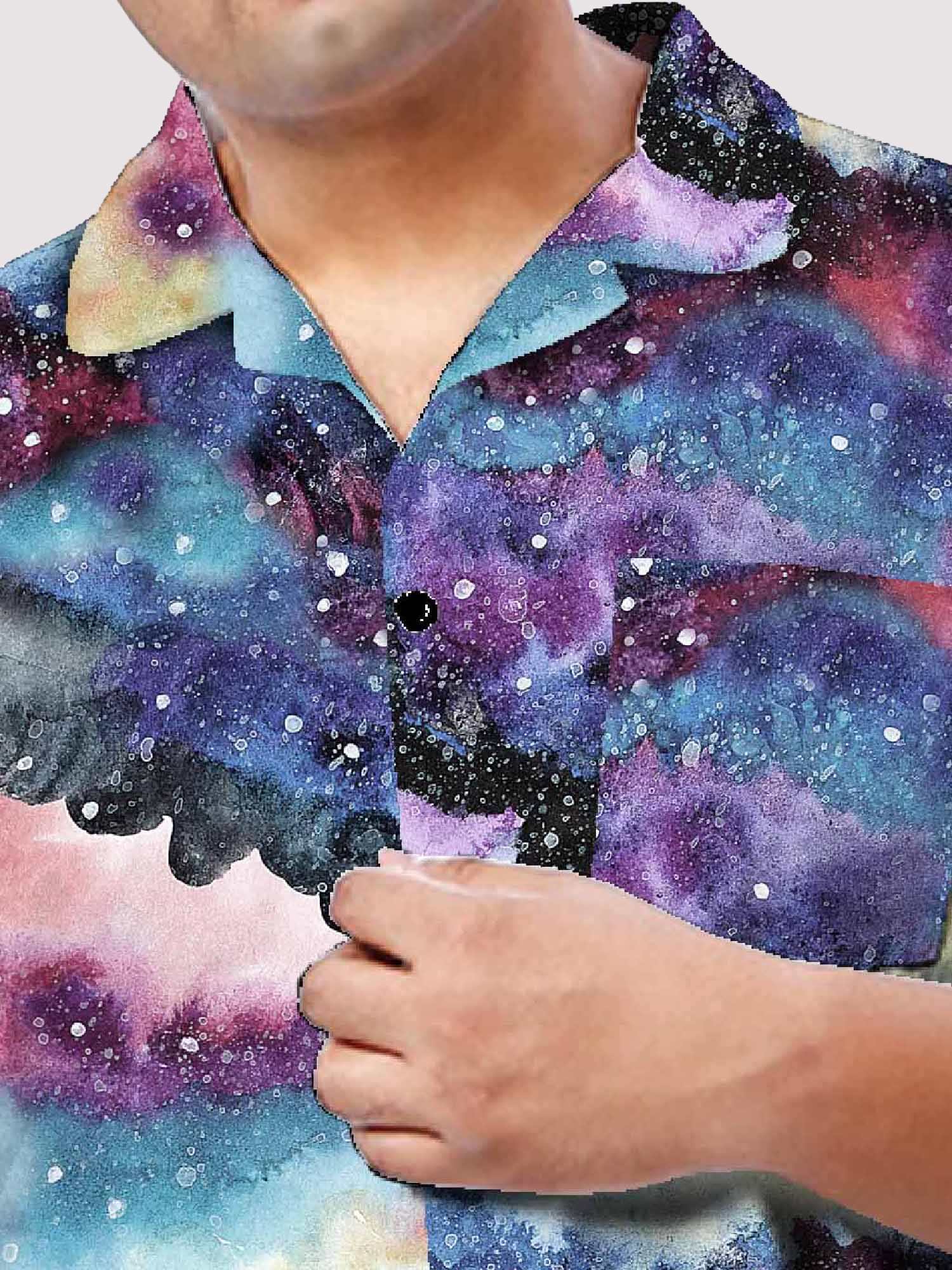 Galaxy Digital Printed Half Co-ords Men's Plus Size