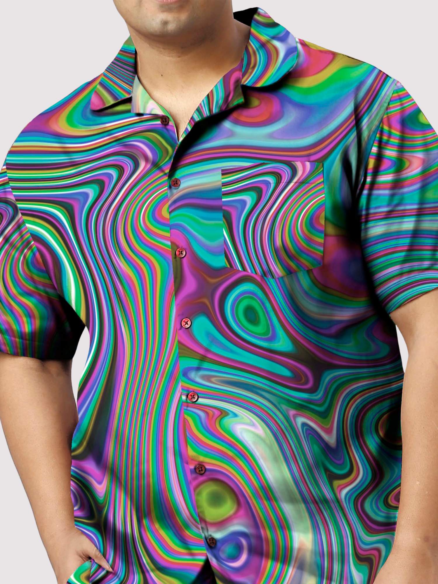 Wavey Printed Plus Size Men's Full Co-ord Set