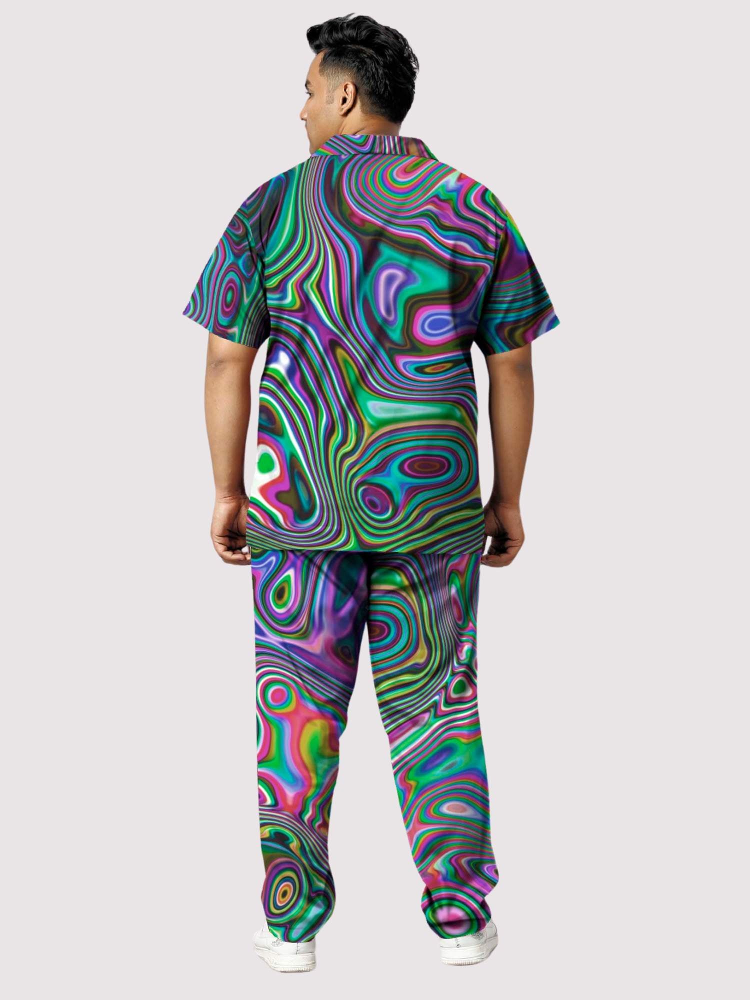 Wavey Printed Plus Size Men's Full Co-ord Set