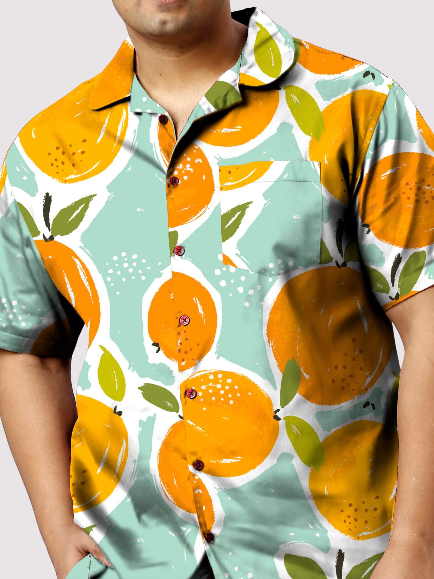 Summer Orange Plus Size Men's Full Co-ord Set