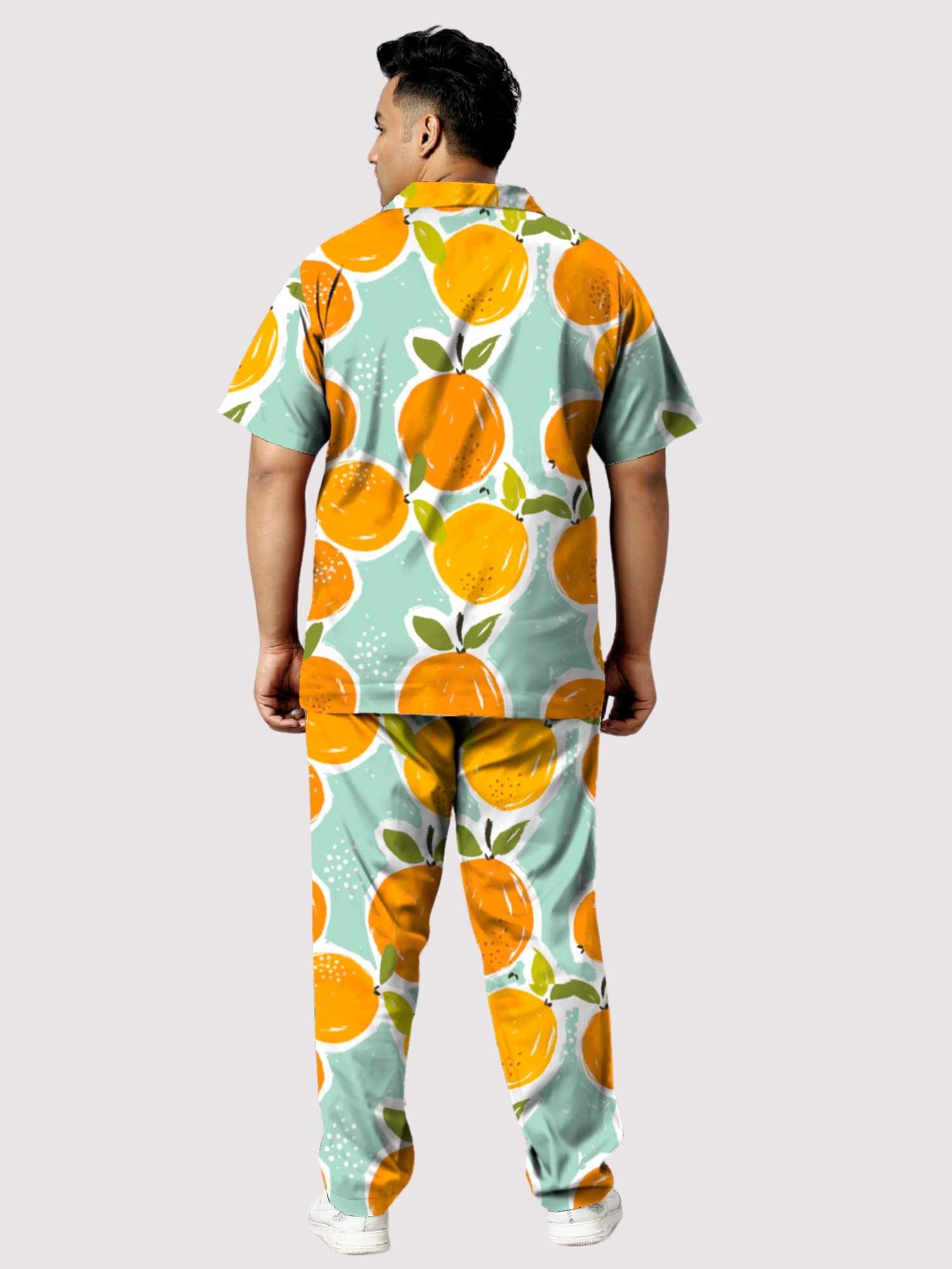 Summer Orange Plus Size Men's Full Co-ord Set