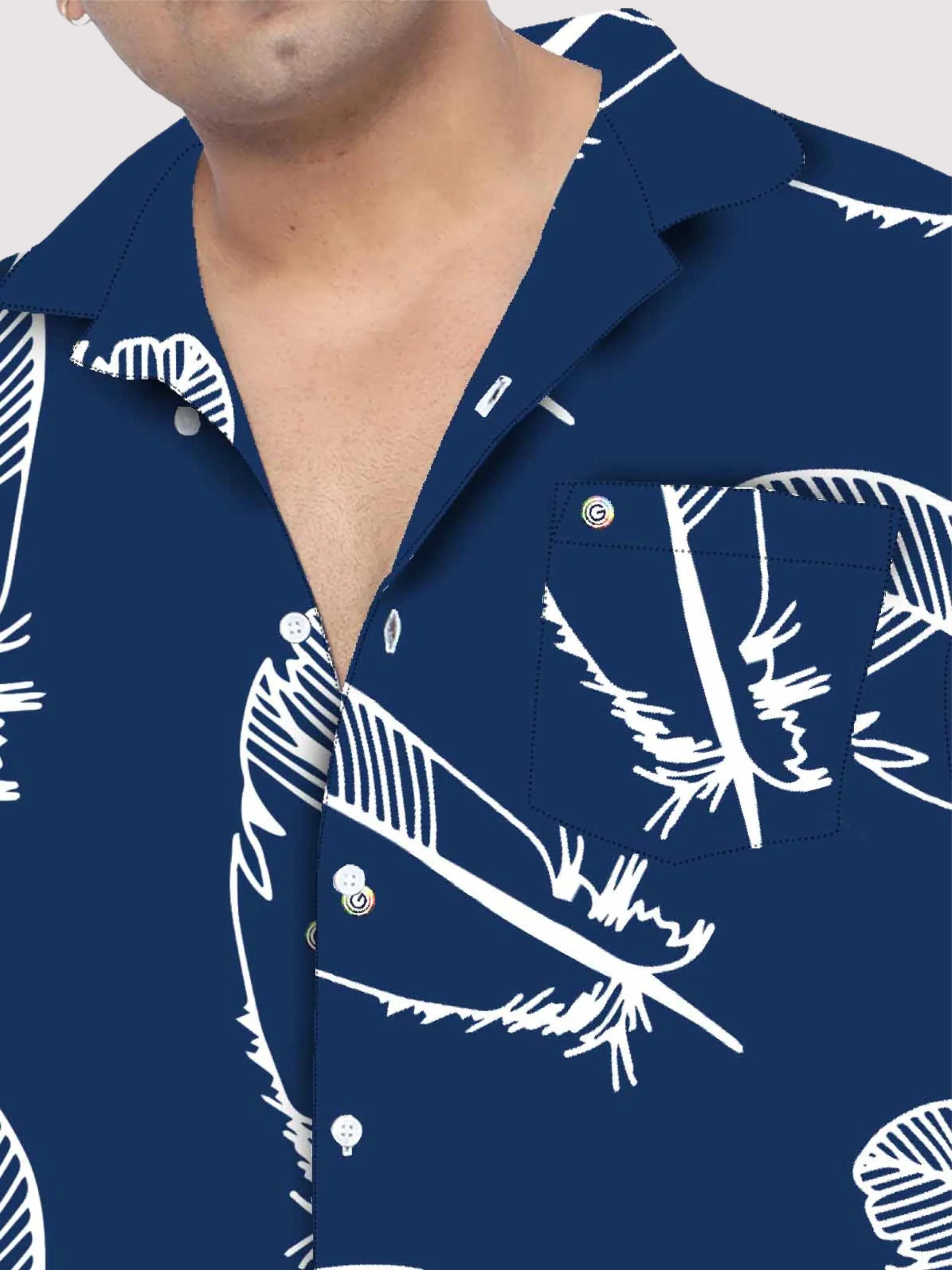 Abstract Blue Feather Plus Size Men's Co-ord - Guniaa Fashions