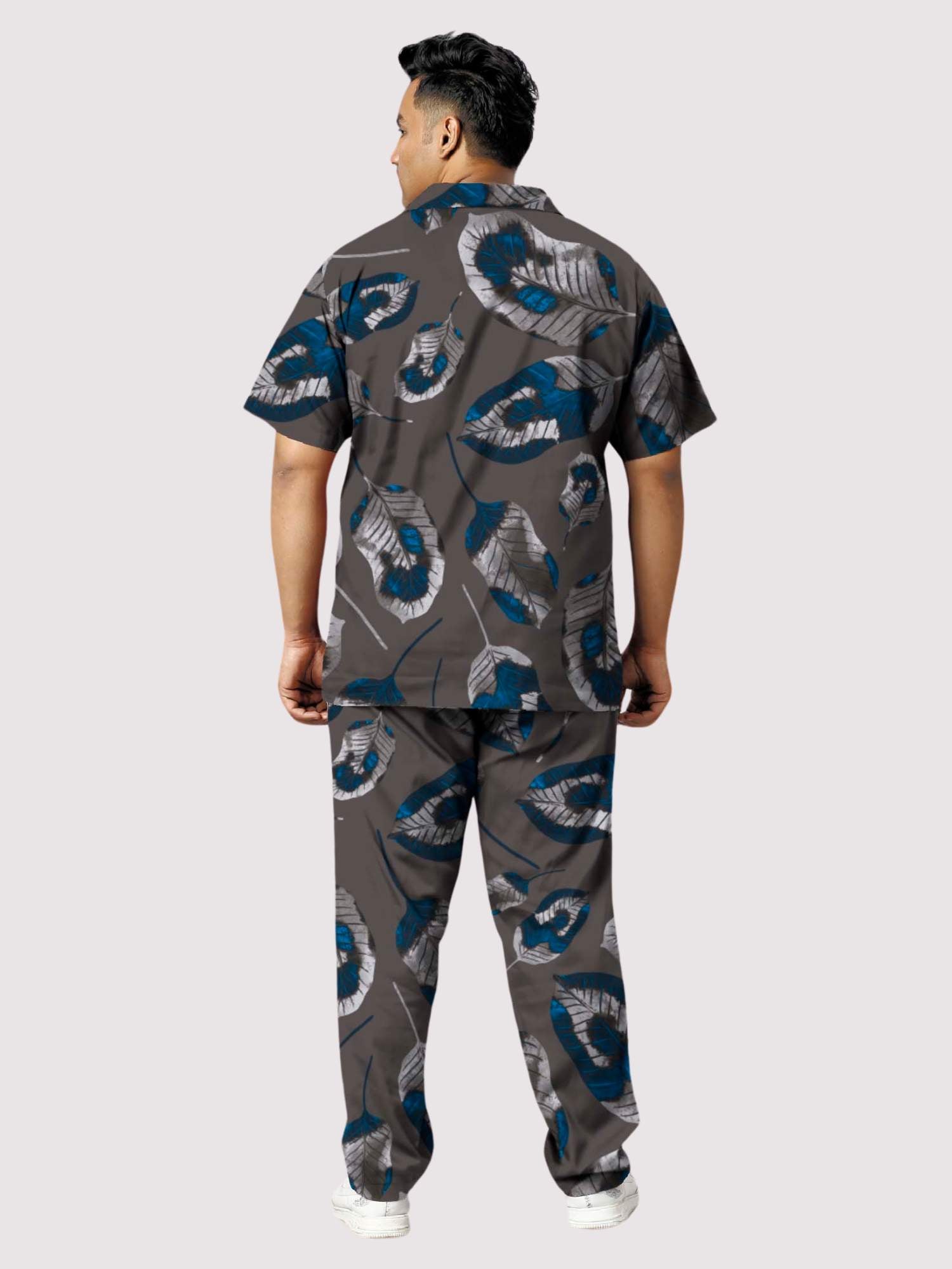 Leafy Printed Plus Size Men's Full Co-ord Set