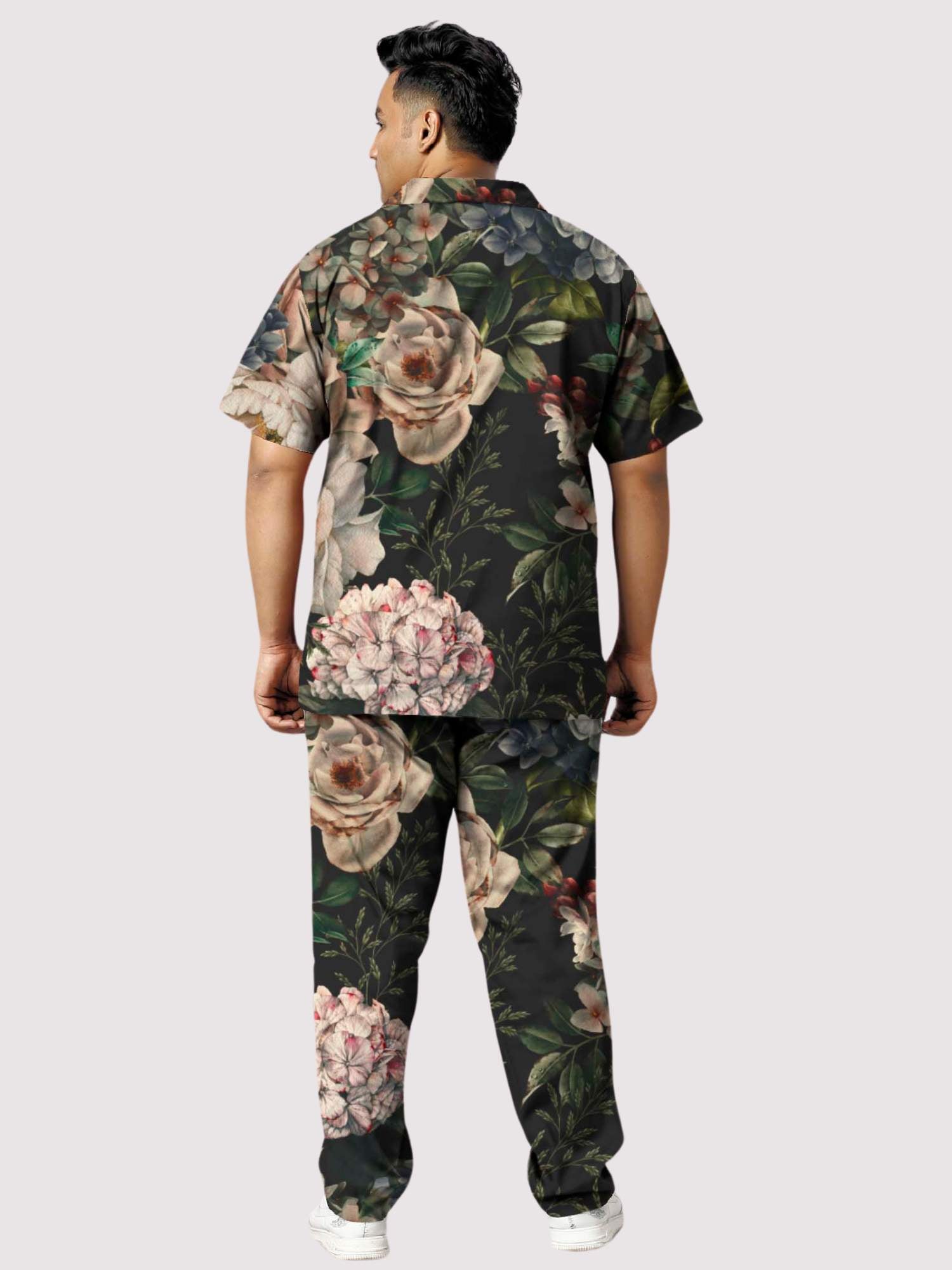 Classic Floral Printed Plus Size Men's Full Co-ord Set