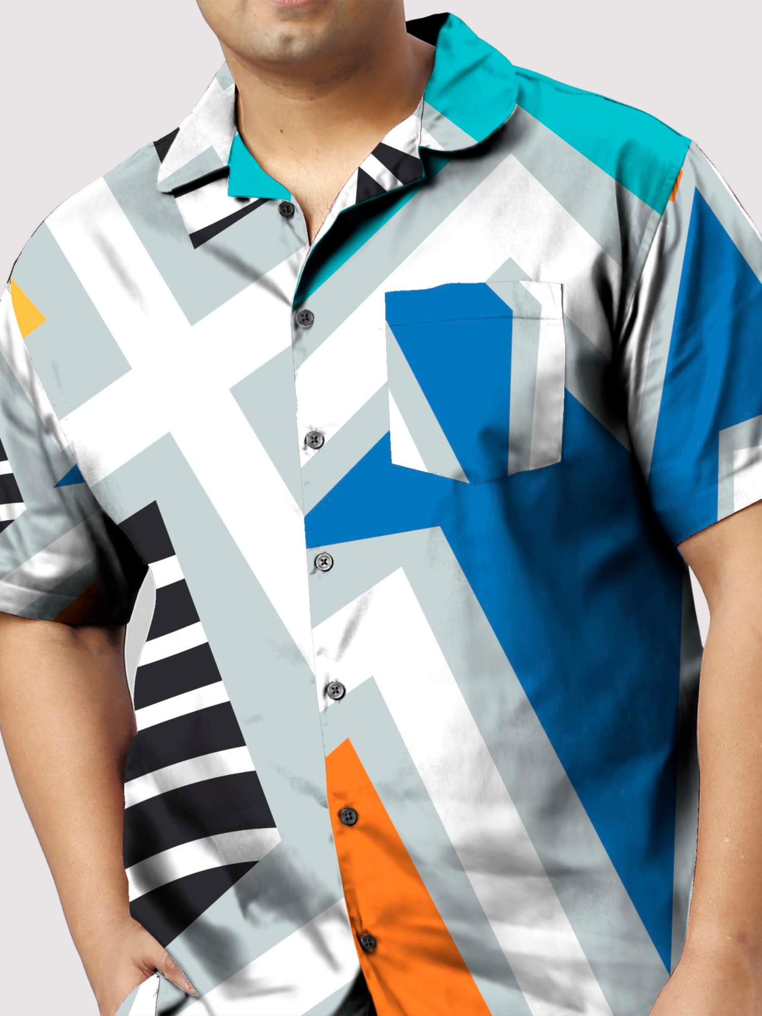 Blocks Printed Plus Size Men's Full Co-ord Set