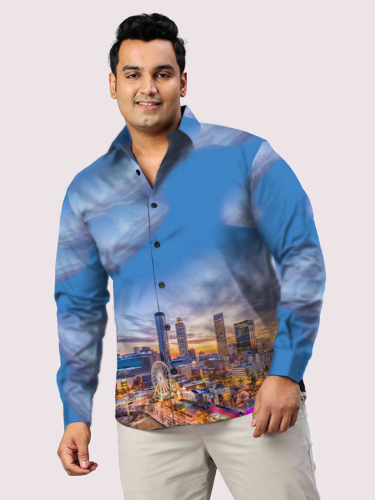 Atlanta City Printed Party Wear Shirts Men's Plus Size