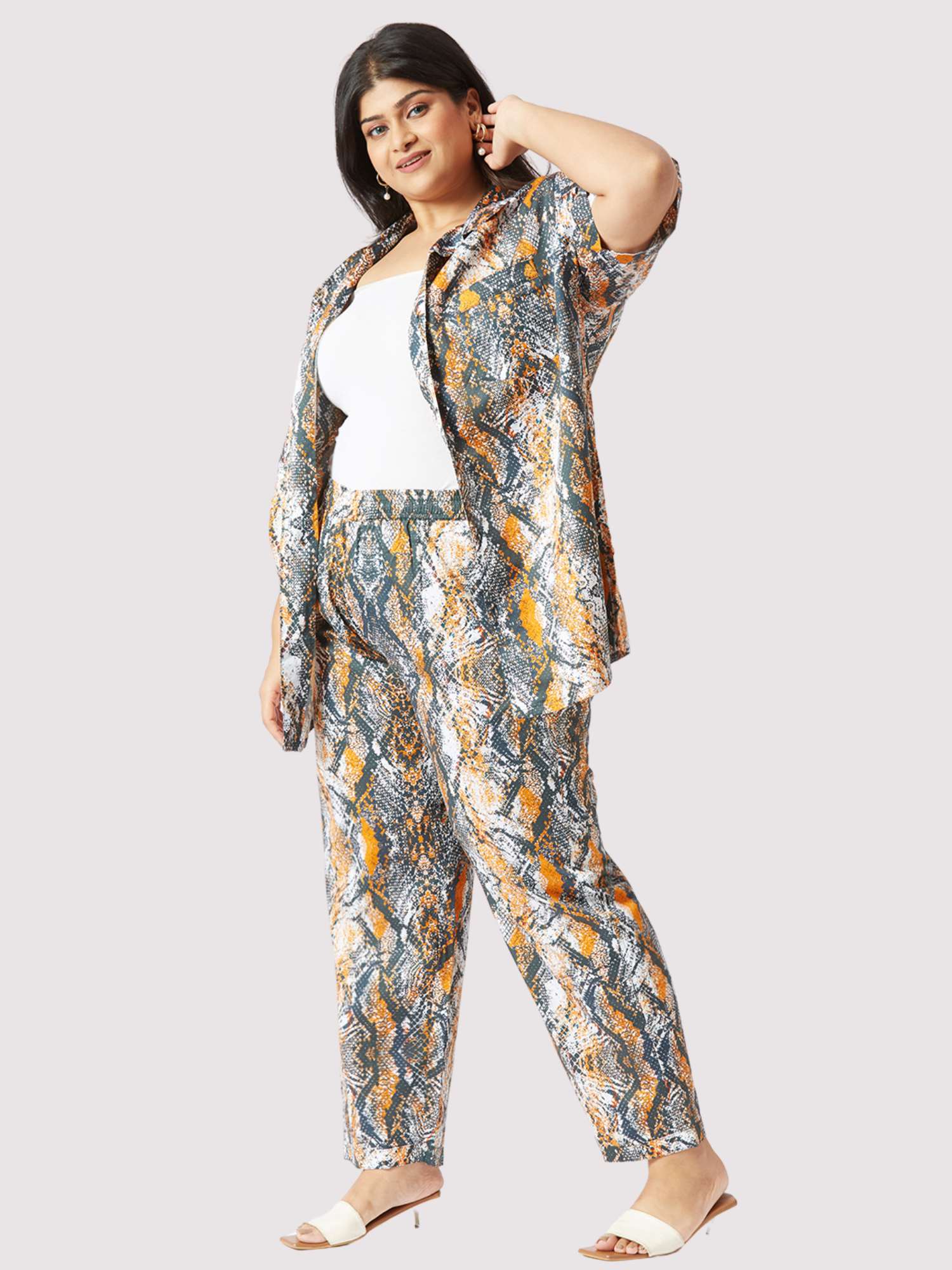Brown Paisley Full Co-ords Set Women's Plus Size
