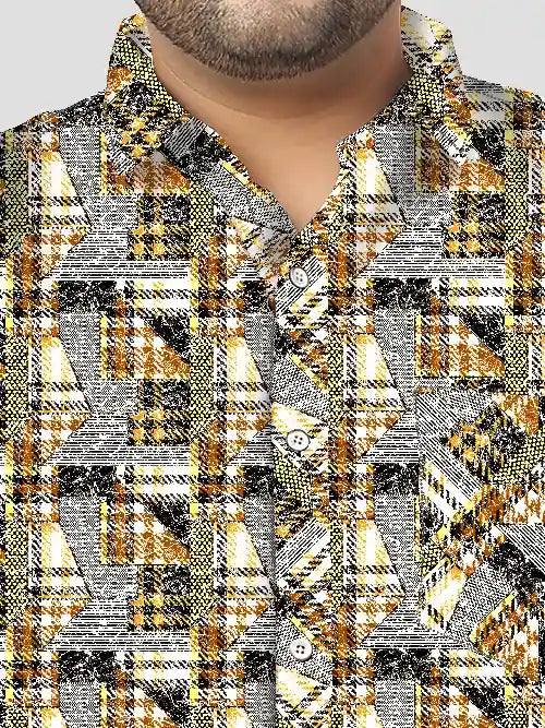 Checks Stripe Men's Plus Size Full Shirt