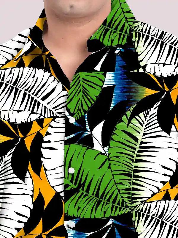 Floral Pattern Printed Men's Plus Size Half Sleeve Shirt