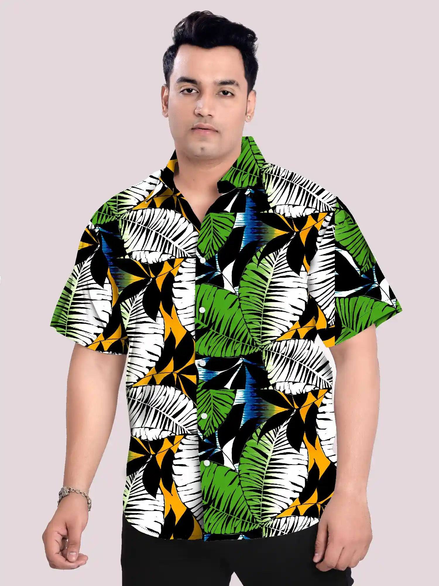 Floral Pattern Printed Men's Plus Size Half Sleeve Shirt