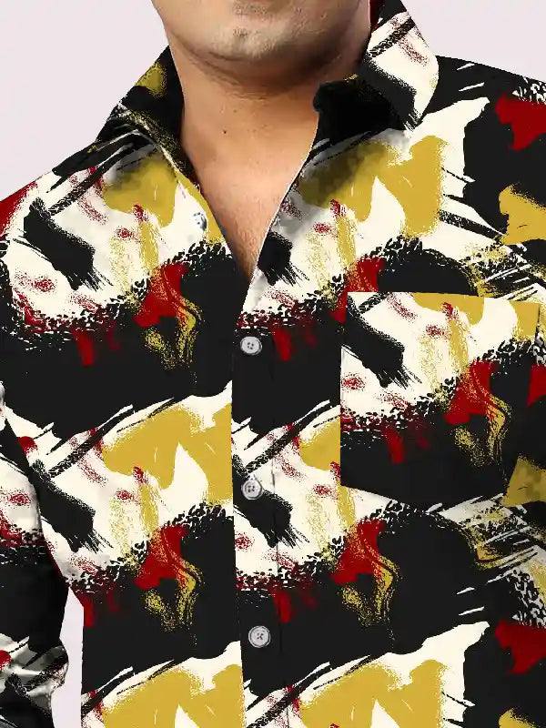 African Hand Brush Digital Printed Men Plus Size Full Shirt