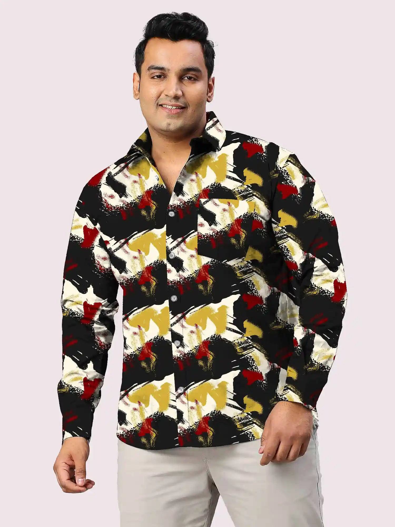 African Hand Brush Digital Printed Men Plus Size Full Shirt