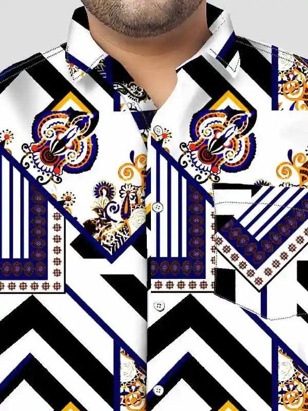 Borders Flowers Digital Printed Men Plus Size Full Shirt