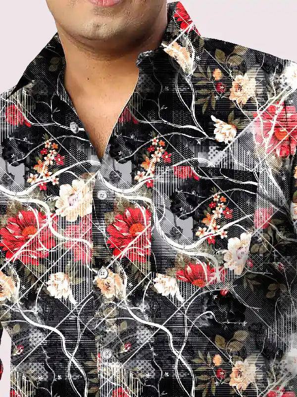 Digital Flower Pattern Printed Men Plus Size Full Shirt