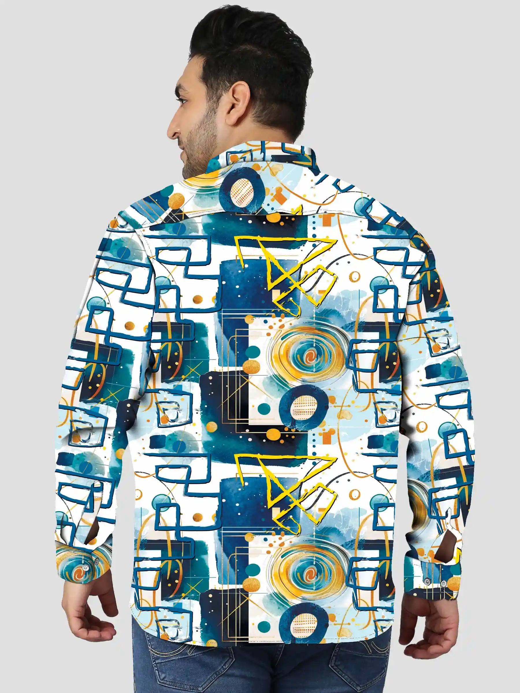Doodle Dots Digital Printed Men Plus Size Full Shirt