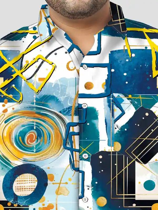 Doodle Dots Digital Printed Men Plus Size Full Shirt