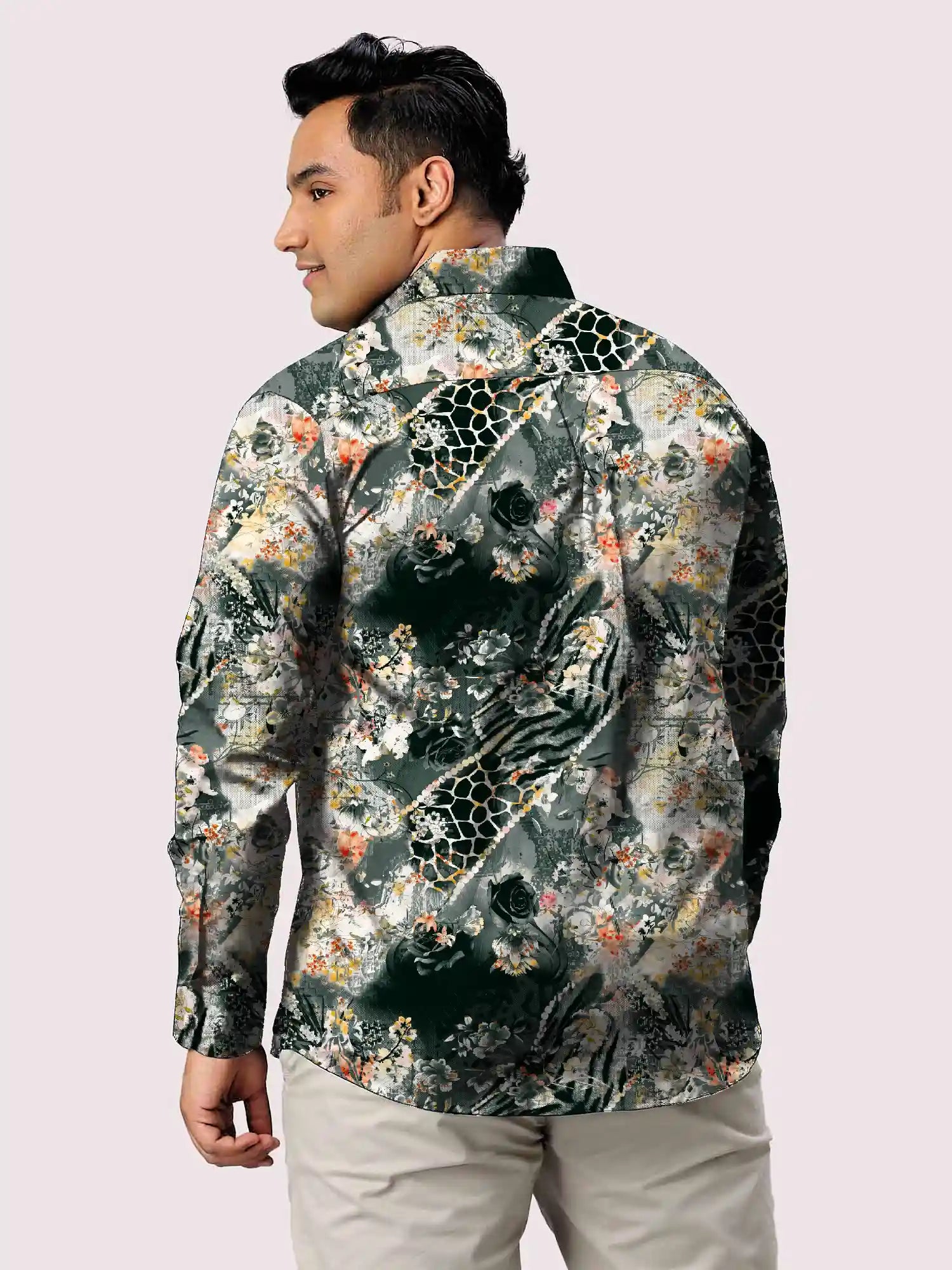 Leopard Zebra Skin Digital Printed Men Plus Size Full Shirt